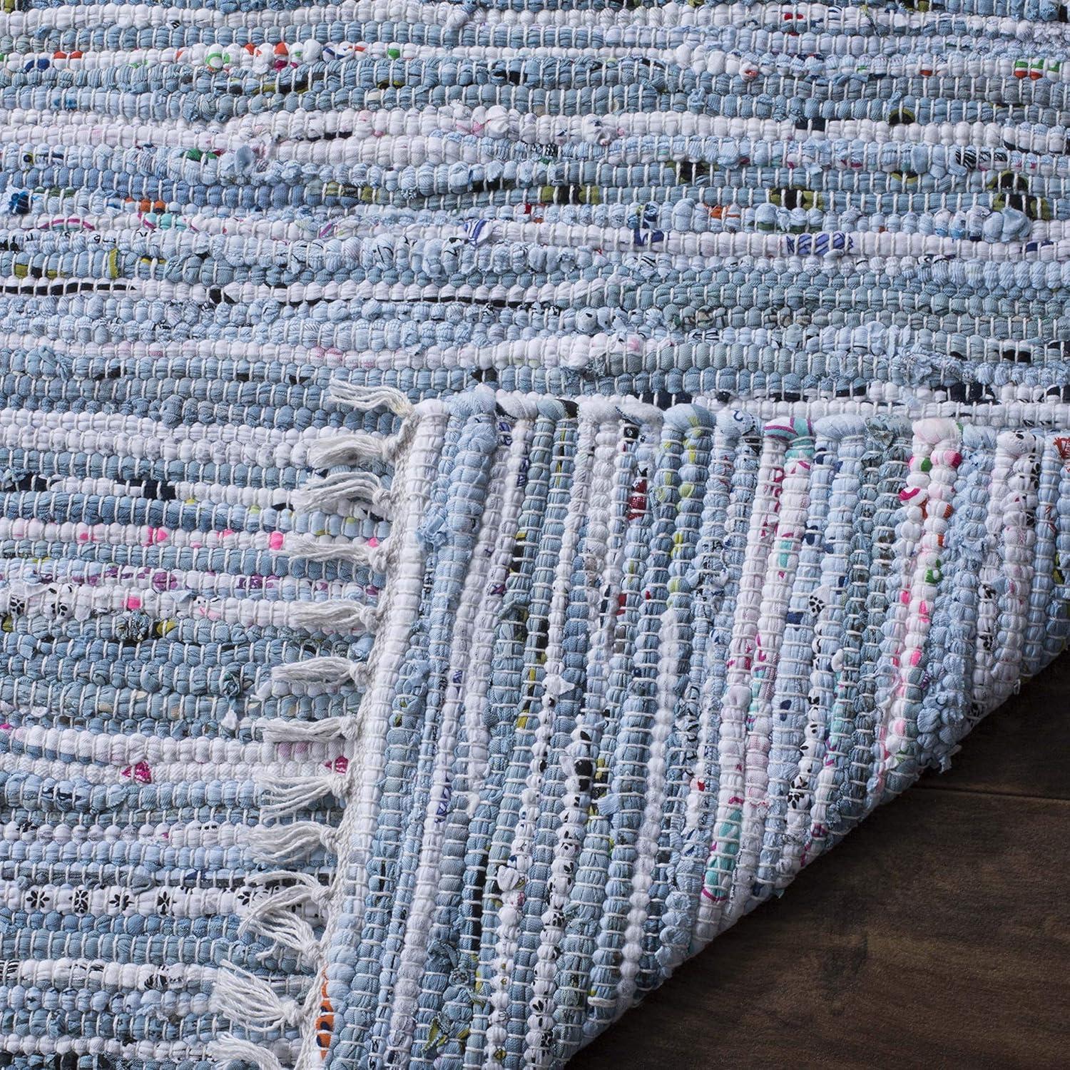 Rag Rug RAR125 Hand Woven Indoor Accent Rug - Light Blue/Multi - 2'3"x3'9" - Safavieh.