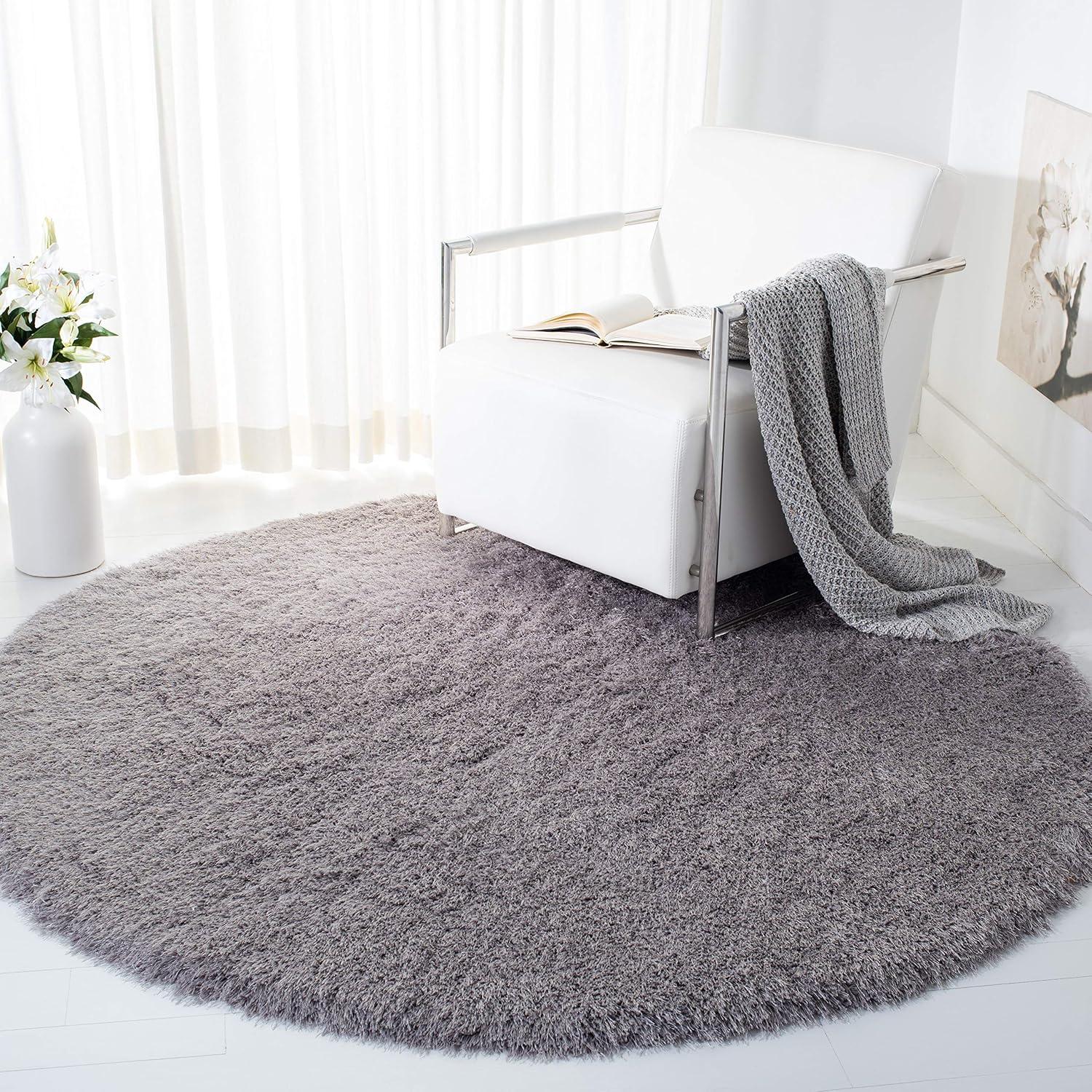 Venice Shag SG256 Hand Tufted Indoor Area Rug - Champagne - 6' Round - Safavieh