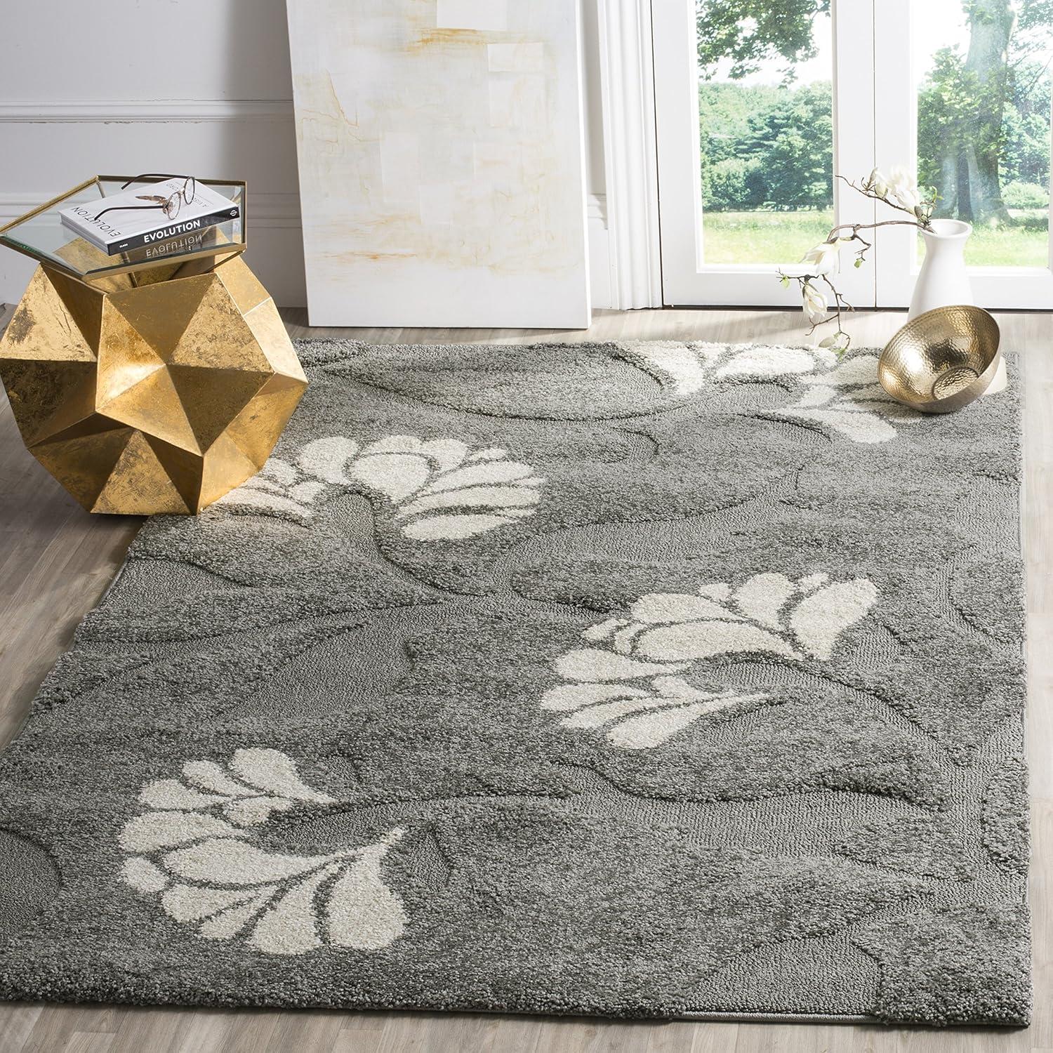 Florida Shag SG459 Power Loomed Indoor Accent Rug - Grey/Beige - 3'3"x5'3" - Safavieh