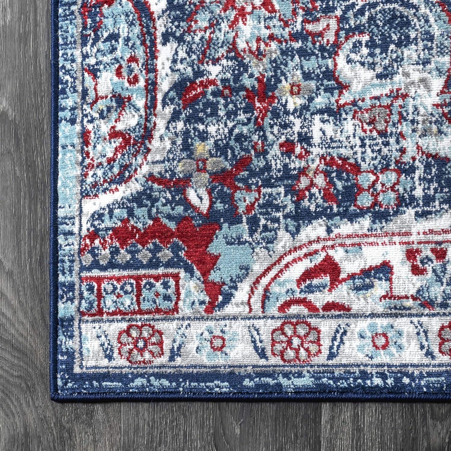 3'x5' Modern Persian Vintage Medallion Area Rug, Red/Navy - JONATHAN Y