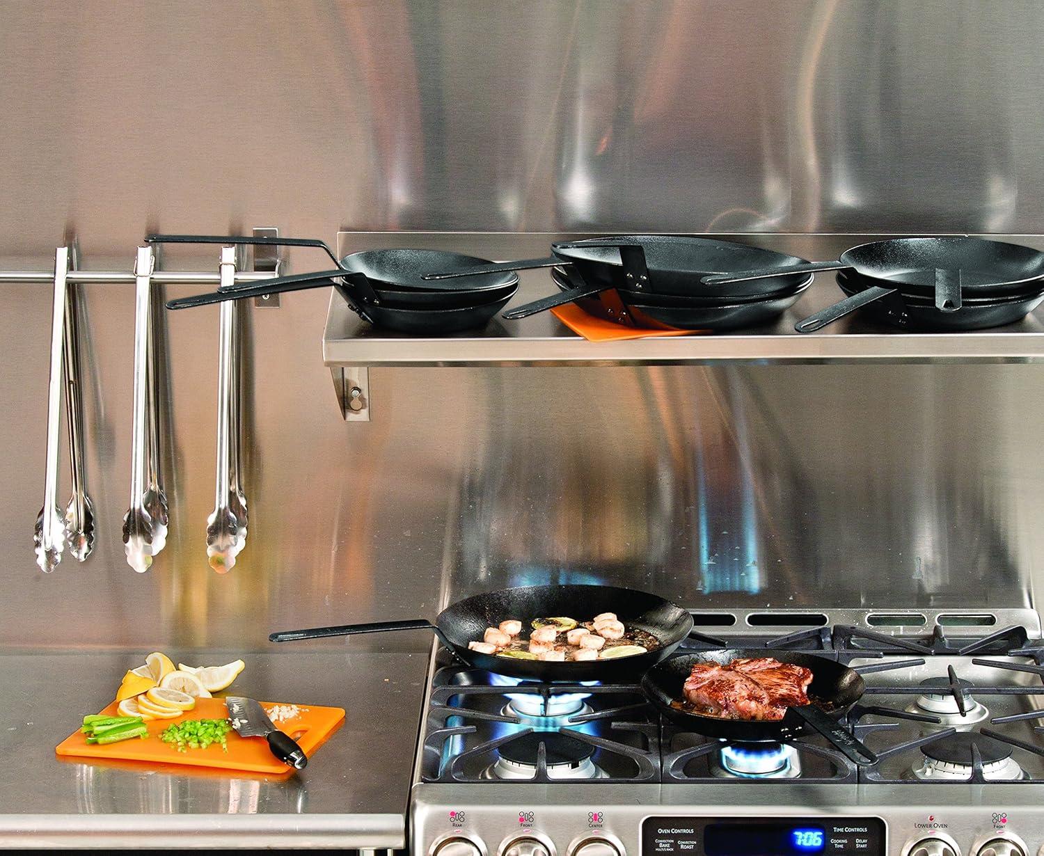 12" Black Carbon Steel Skillet with Orange Silicone Handle