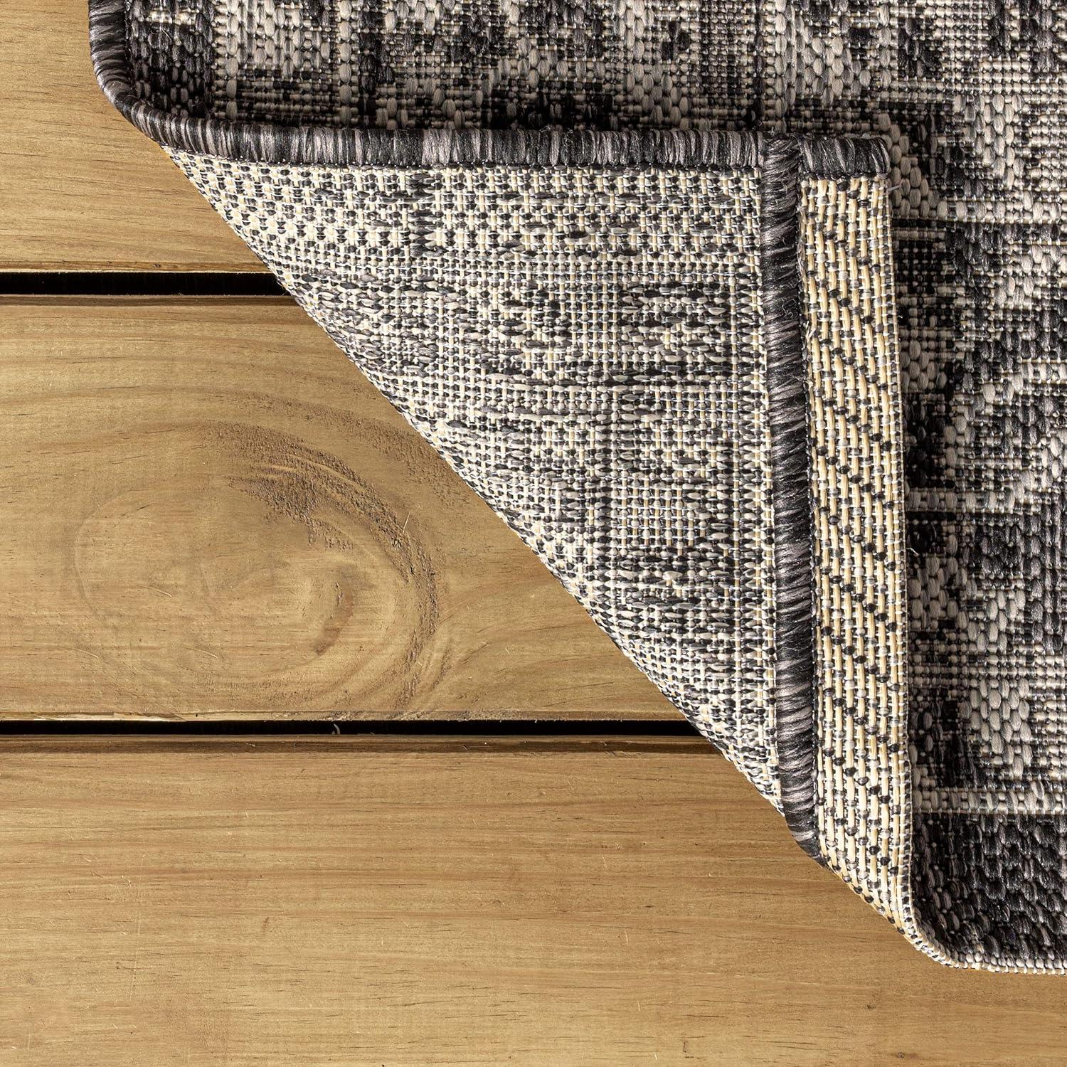 3'x5' Palazzo Vine and Border Textured Weave Indoor/Outdoor Area Rug, Black/Gray - JONATHAN Y