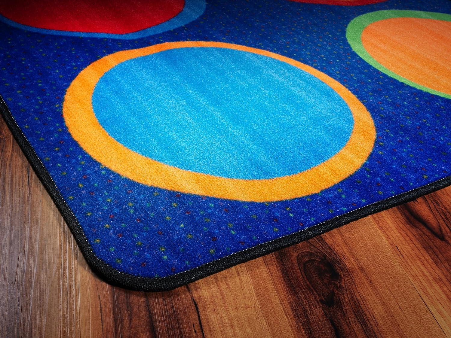 Multicolor Rectangular Stain-Resistant Kids' Classroom Rug