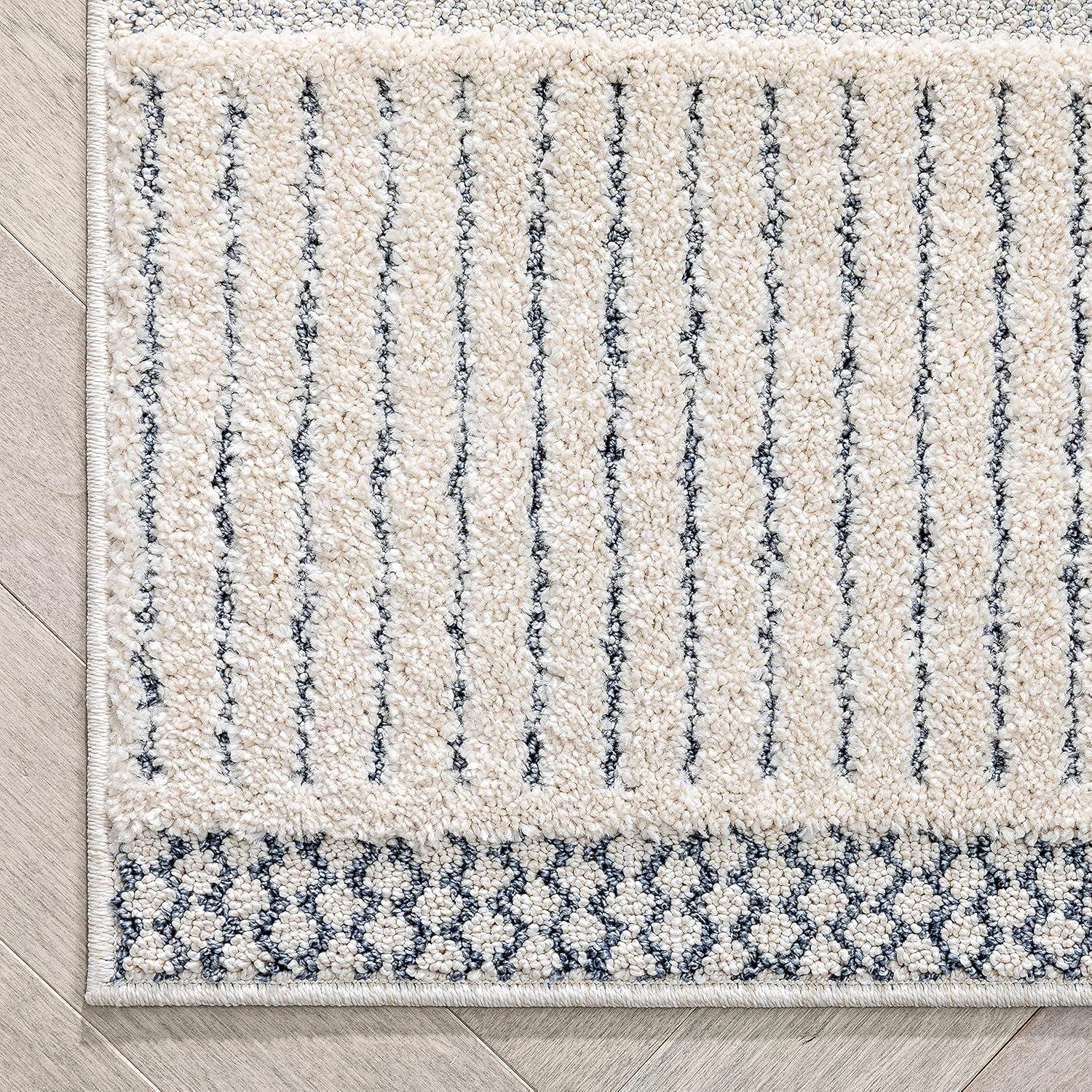 Marcone Briar Tribal Geometric Abstract Light Blue Looped Pile Rug