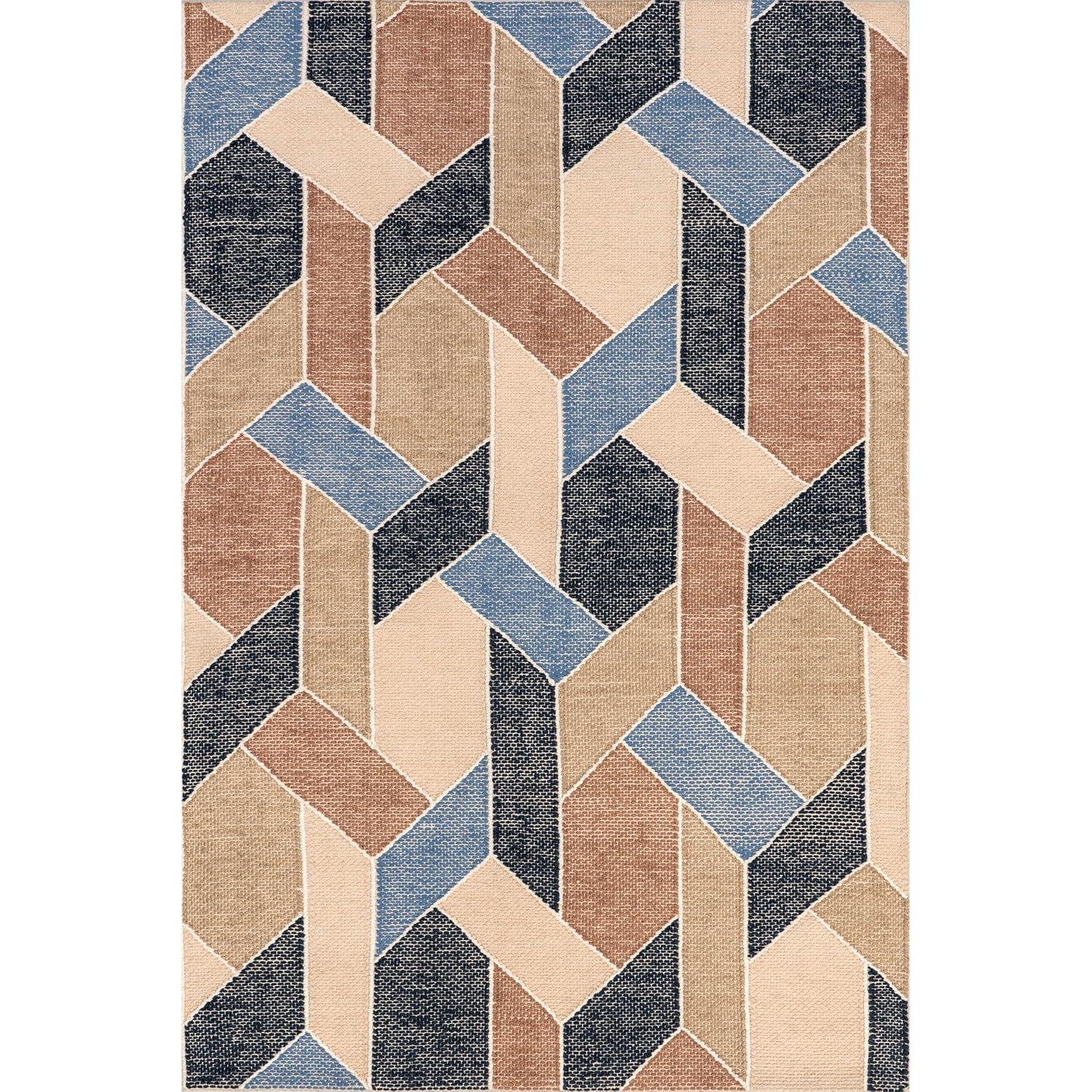 Nuloom Rhea Geometric 5x8 Wool Jute Indoor Area Rug for Dining Room Rug Neutral Rug Living Room Rug Kitchen, Blue