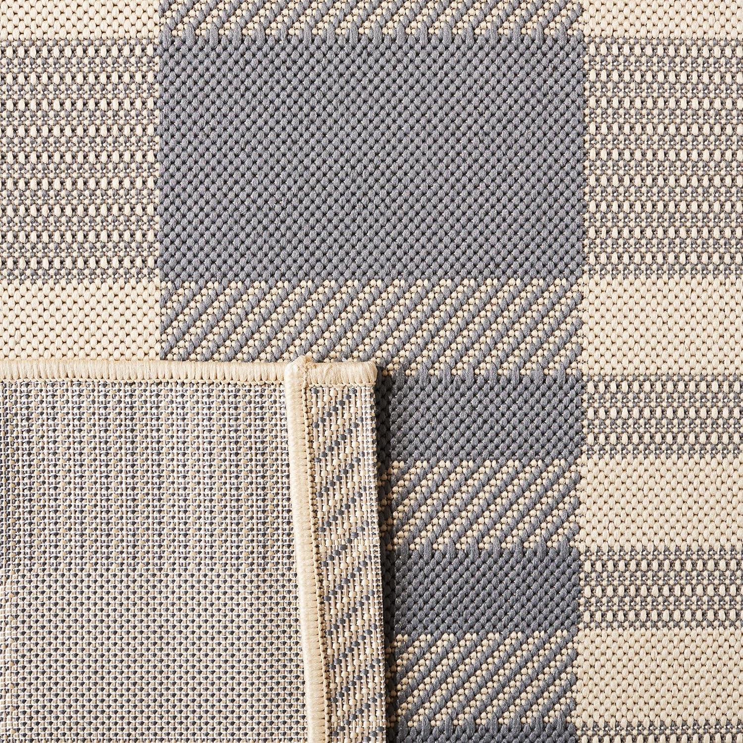 SAFAVIEH Courtyard Benjamin Plaid Indoor/Outdoor Area Rug, 9' x 12', Grey/Bone