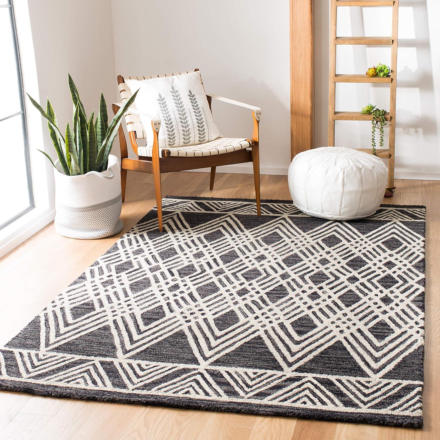 Micro-Loop MLP155 Hand Tufted Area Rug - Charcoal/Ivory - 5'x8' - Safavieh.