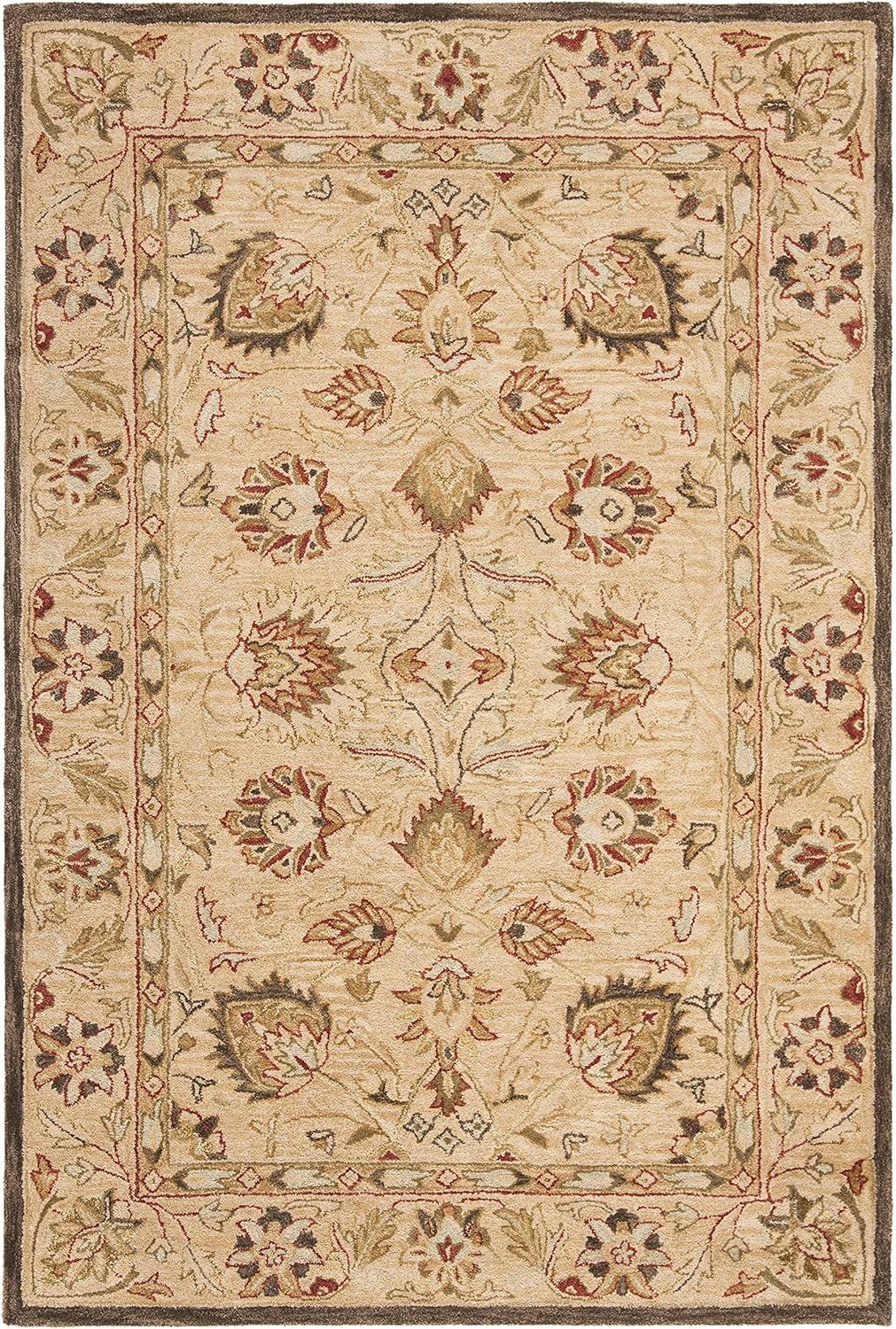 SAFAVIEH Anatolia Venice Floral Wool Area Rug, Beige/Beige, 6' x 9'