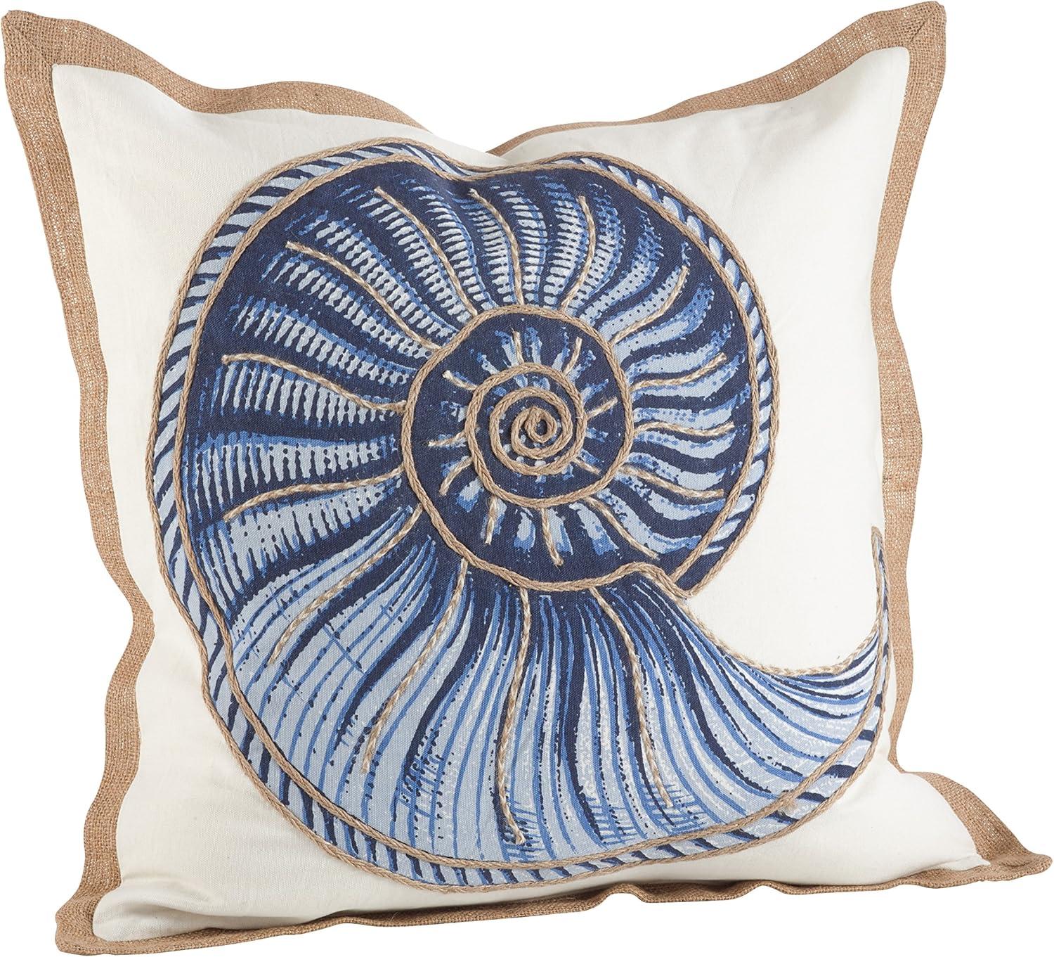 Skyline Furniture 20"x20" Oversize Spiral Shell Printed Cotton Square Throw Pillow Navy : 20x20 Inch Polyester, Machine Washable Cloth Napkins