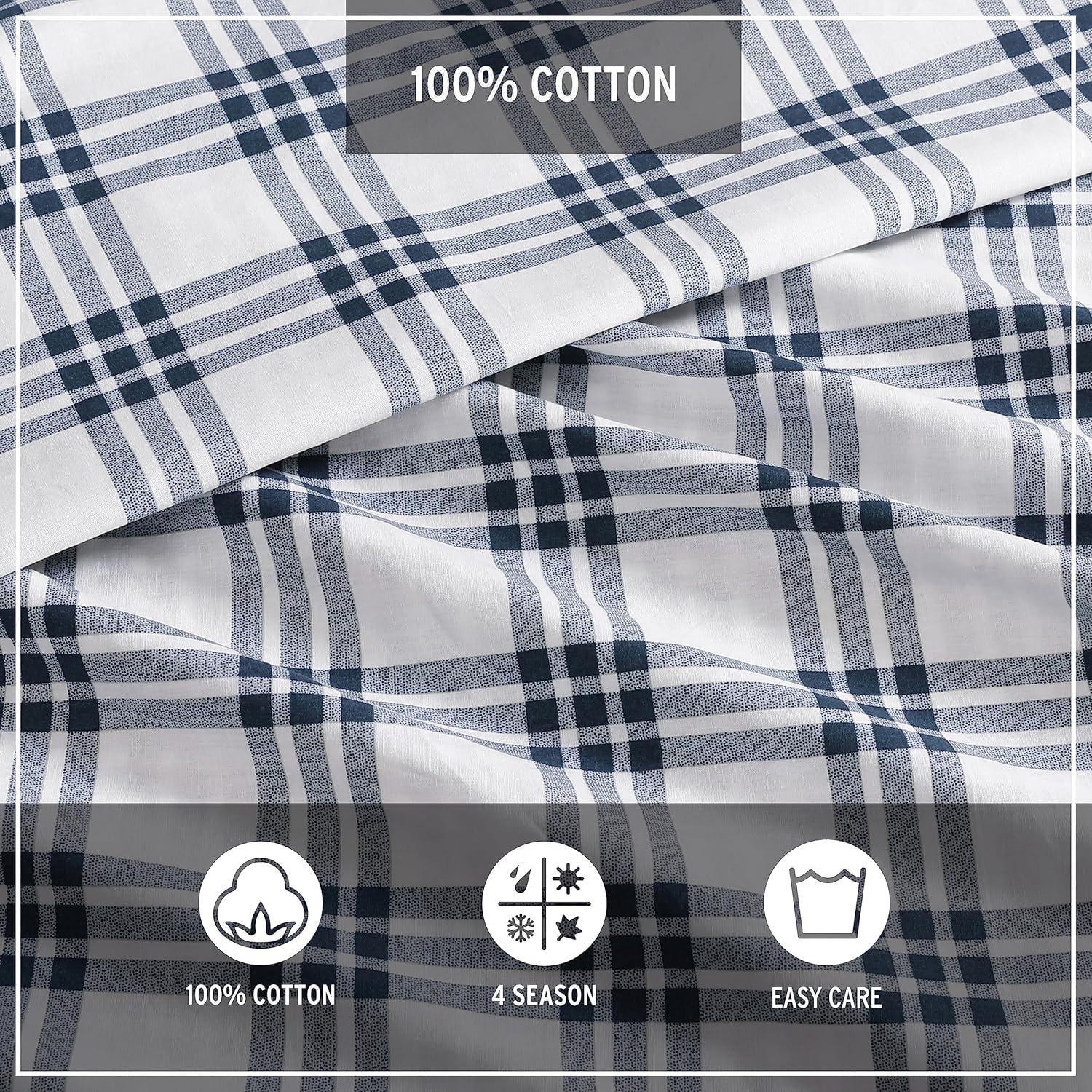 Eddie Bauer Arrowhead Eddie Bauer Basic Plaid Navy Cotton Percale Duvet Cover Set