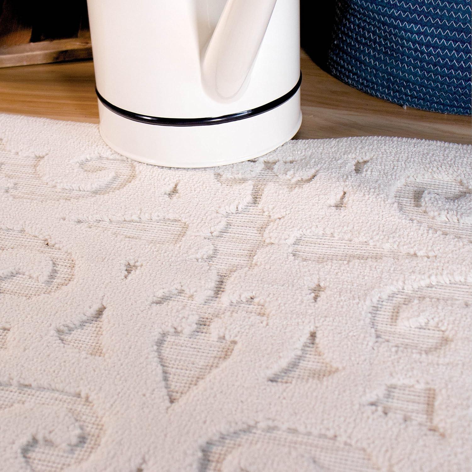 Orian Boucle Seaborn 5'2" X 7'6" Natural Damask High Low Outdoor Rug