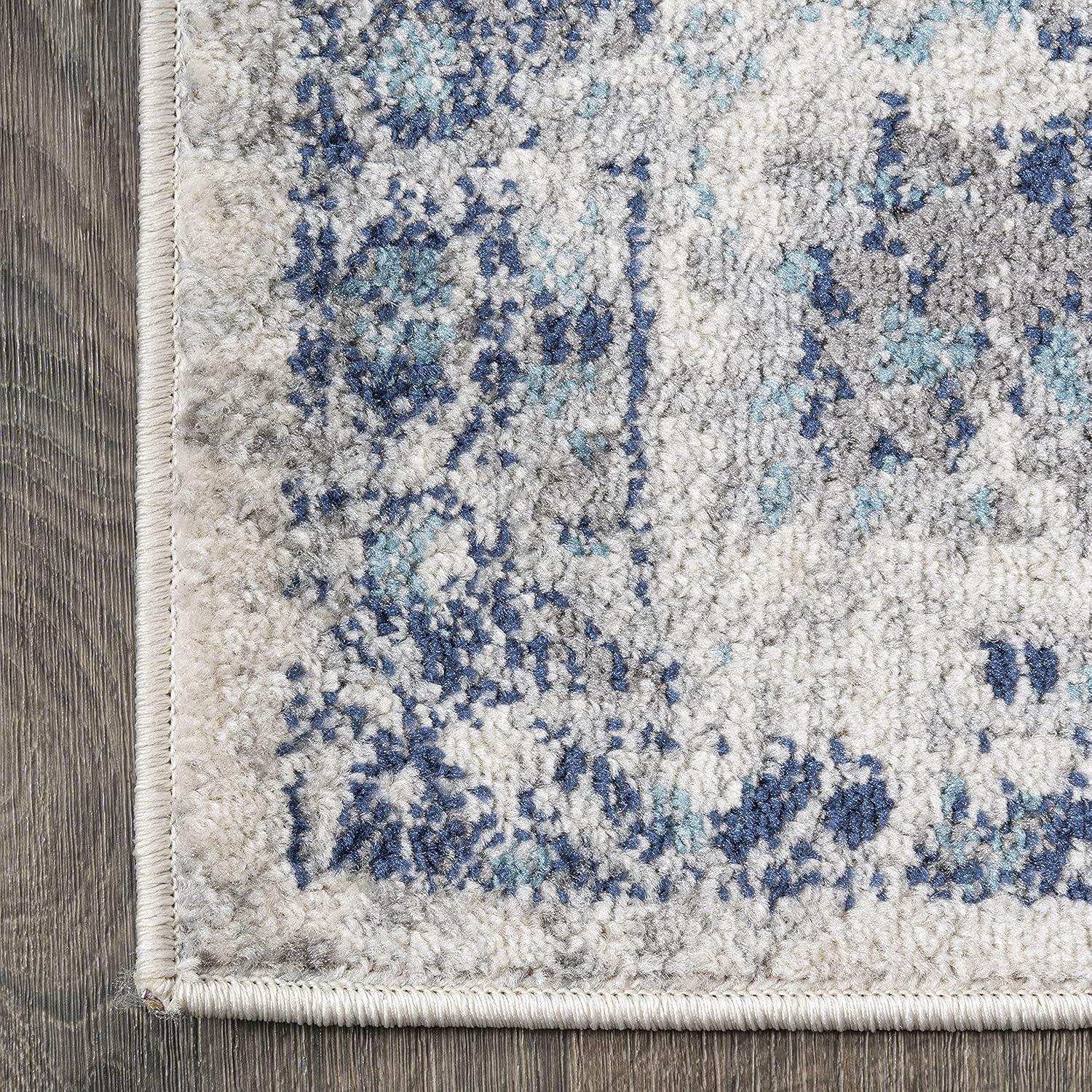 5'x 8' Indhira Ornate Medallion Persian Area Rug, Blue/Gray - JONATHAN Y