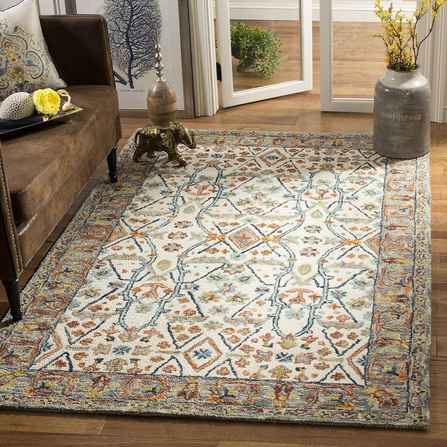 Aspen APN308 Hand Tufted Indoor Area Rug - Ivory/Blue - 4'x6' - Safavieh