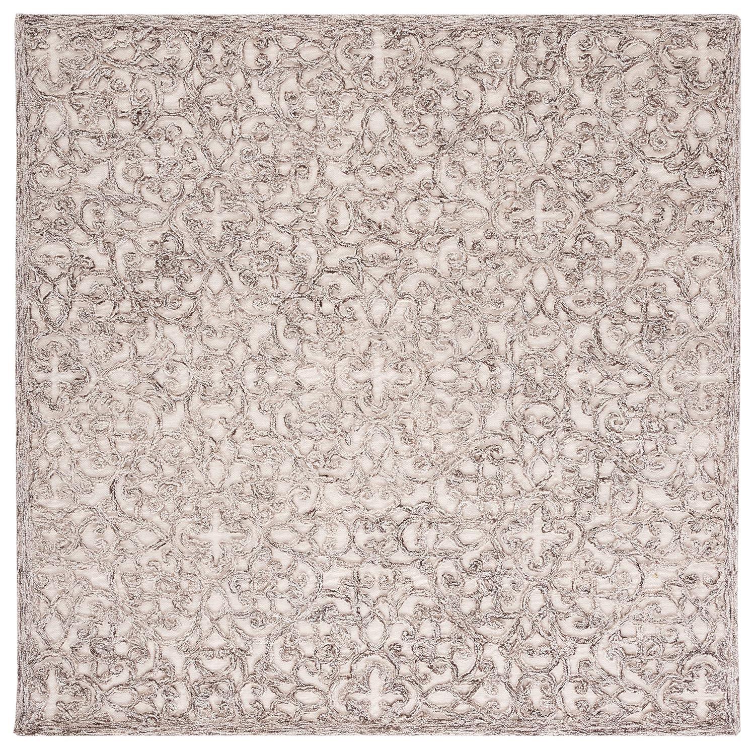 Trace TRC103 Hand Tufted Indoor Accent Rug - Brown/Ivory - 4'x4' - Safavieh
