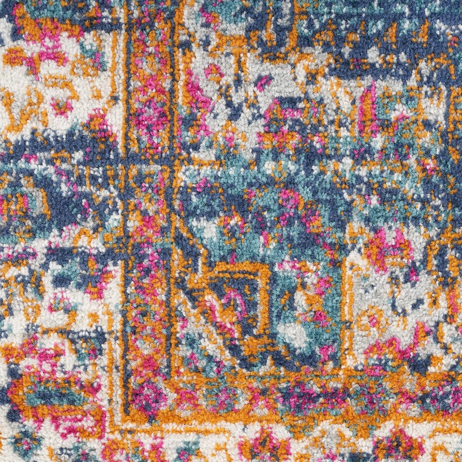 Nourison Passion Medallion Bohemian Indoor Rug Navy 5'3" x 7'3"