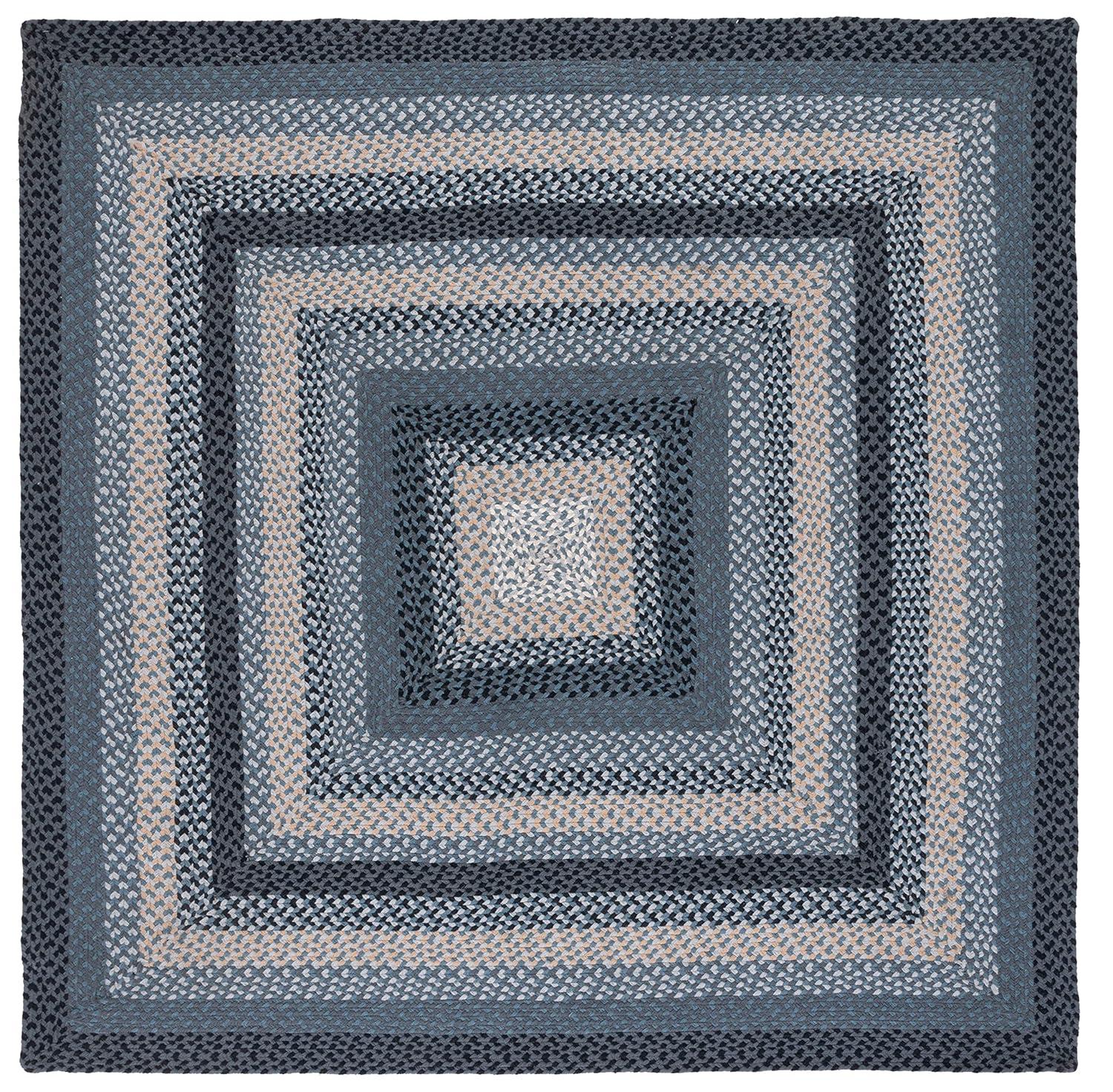 Braided BRD651 Flat Weave Indoor Area Rug - Dark Grey/Blue - 6'x6' - Safavieh
