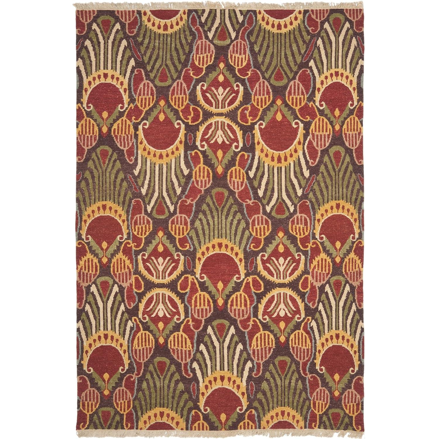 SAFAVIEH Sumak Lucius Transitional Wool Area Rug, Red/Green, 9' x 12'