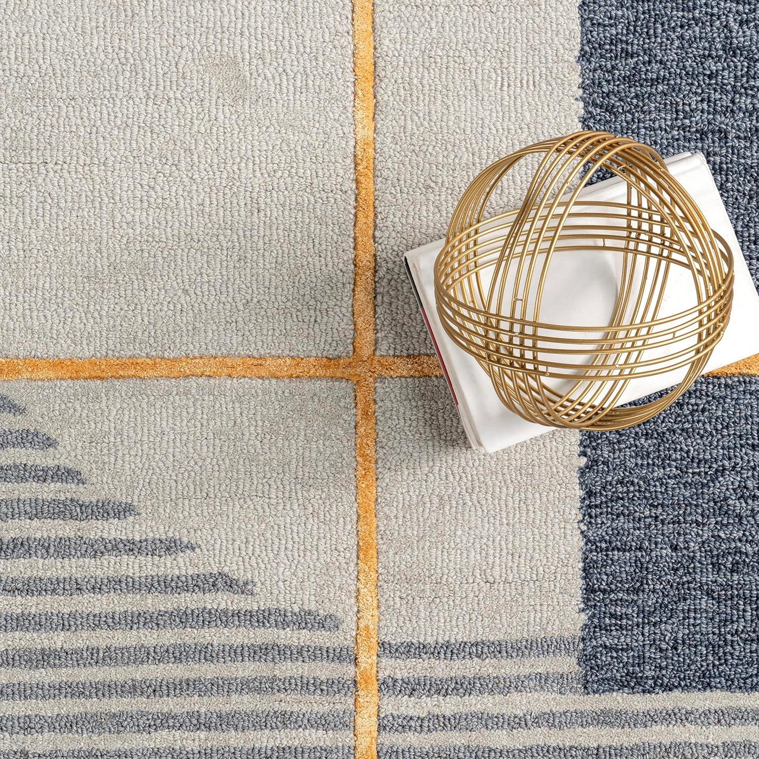 Nuloom Shelley Abstract Striped Wool Indoor Area Rug, 4' x 6', Blue