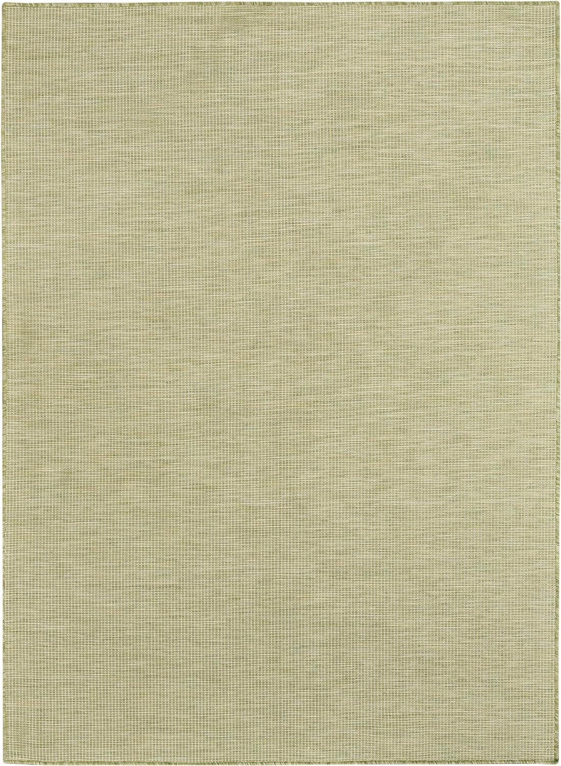 Nourison Positano Solid Flatweave Low Pile Indoor Outdoor Area Rug Green 7' x 10'