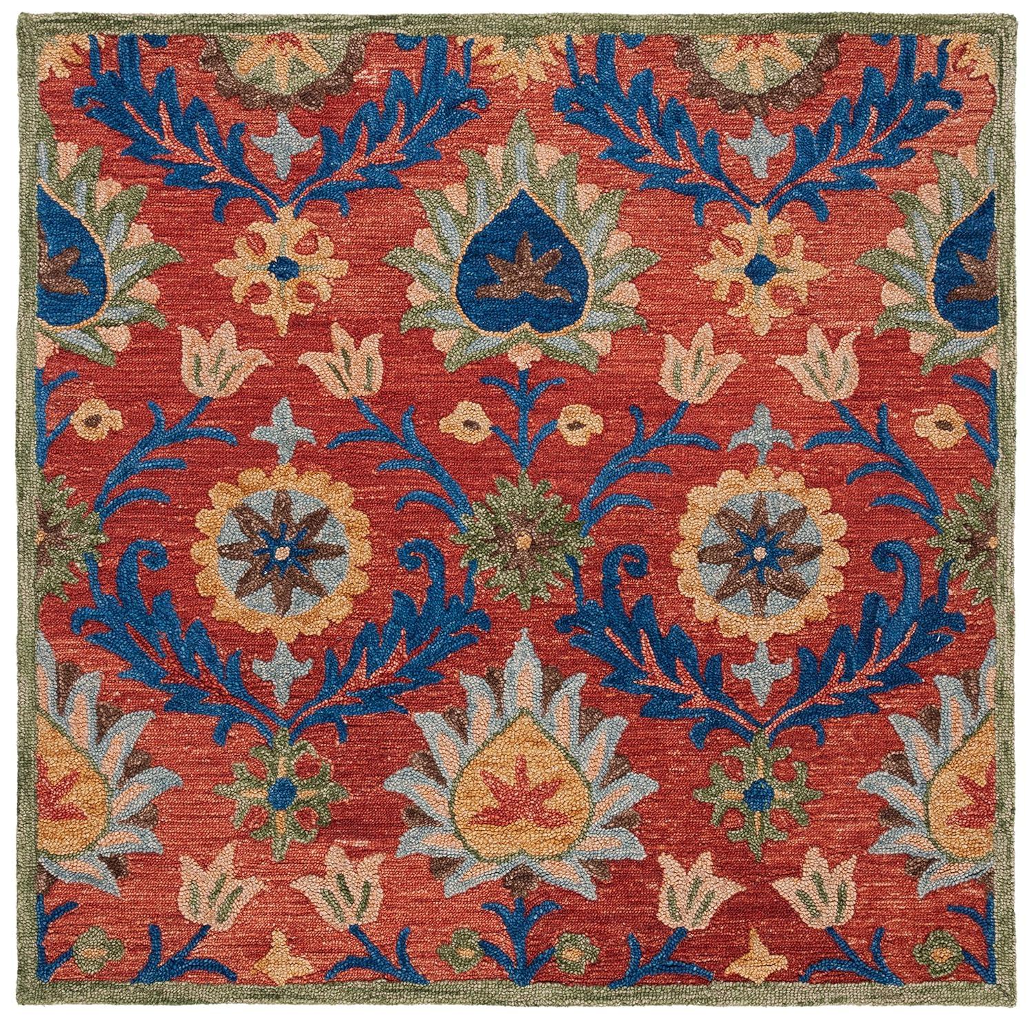 Blossom BLM563 Hand Tufted Area Rug - Red/Blue - 6'x6' - Safavieh.