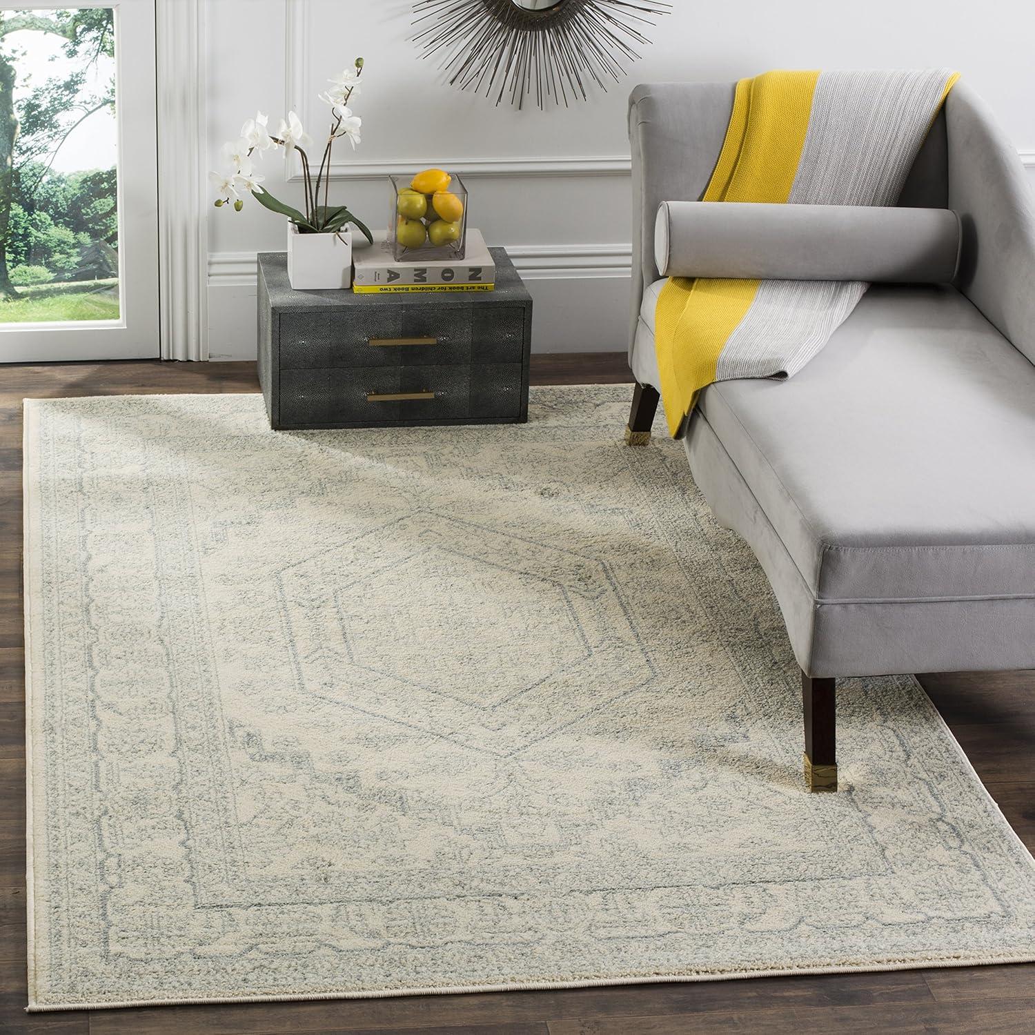 Adirondack ADR108 Power Loomed Area Rug - Ivory/Slate - 6'x9' - Safavieh.