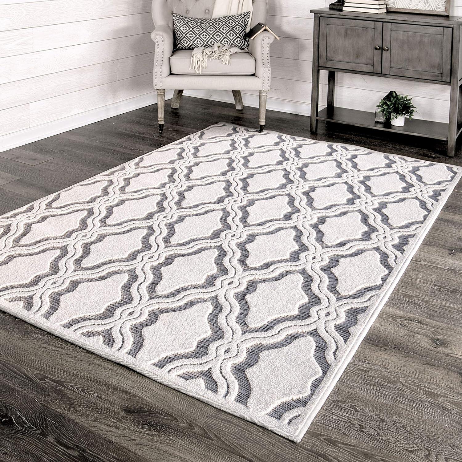 My Texas House Cotton Blossom Natural Gray High Low Indoor Outdoor Rug