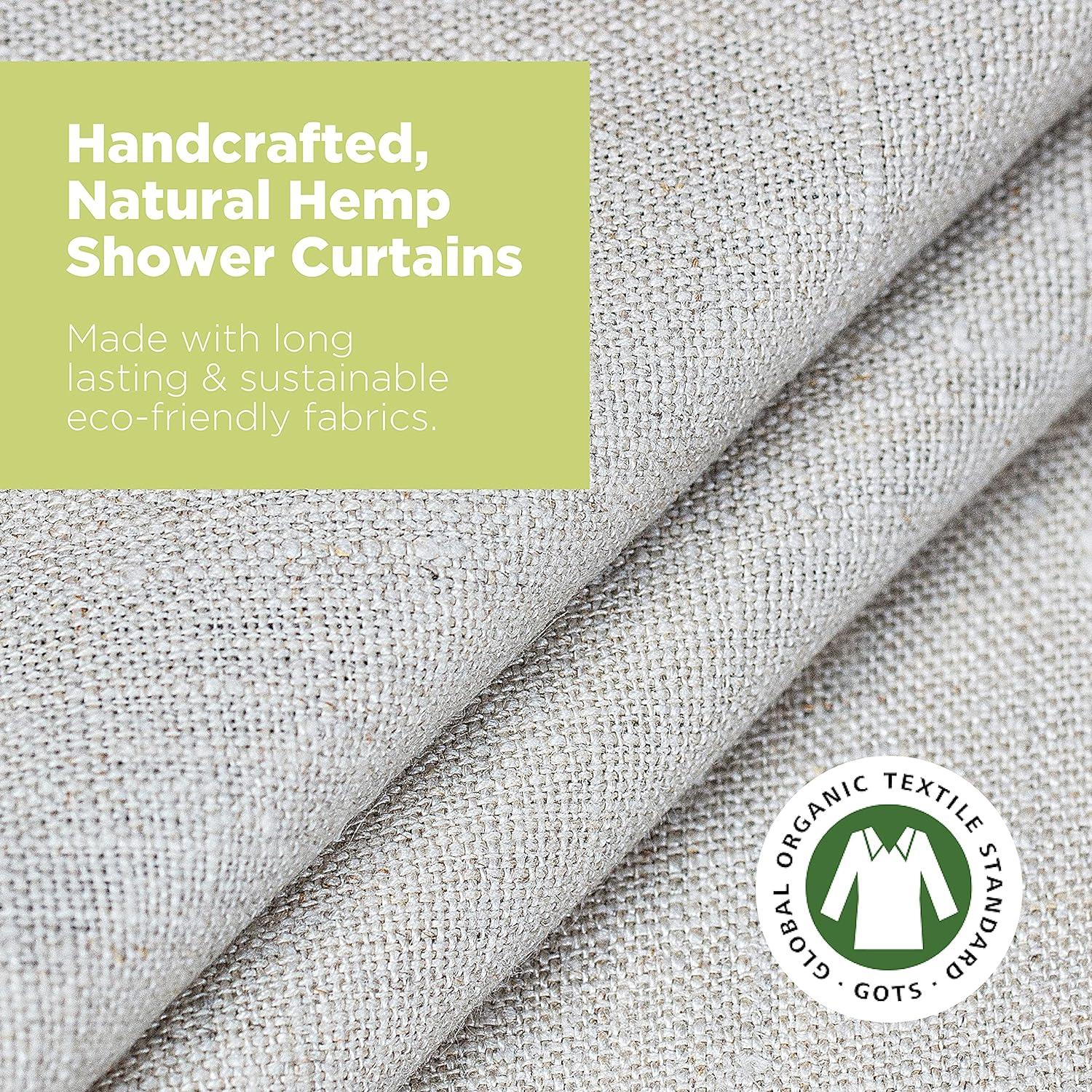 Natural Hemp 36x74" Stall Shower Curtain - Natural fabric Leakproof curtain for luxury bathroom decor - White