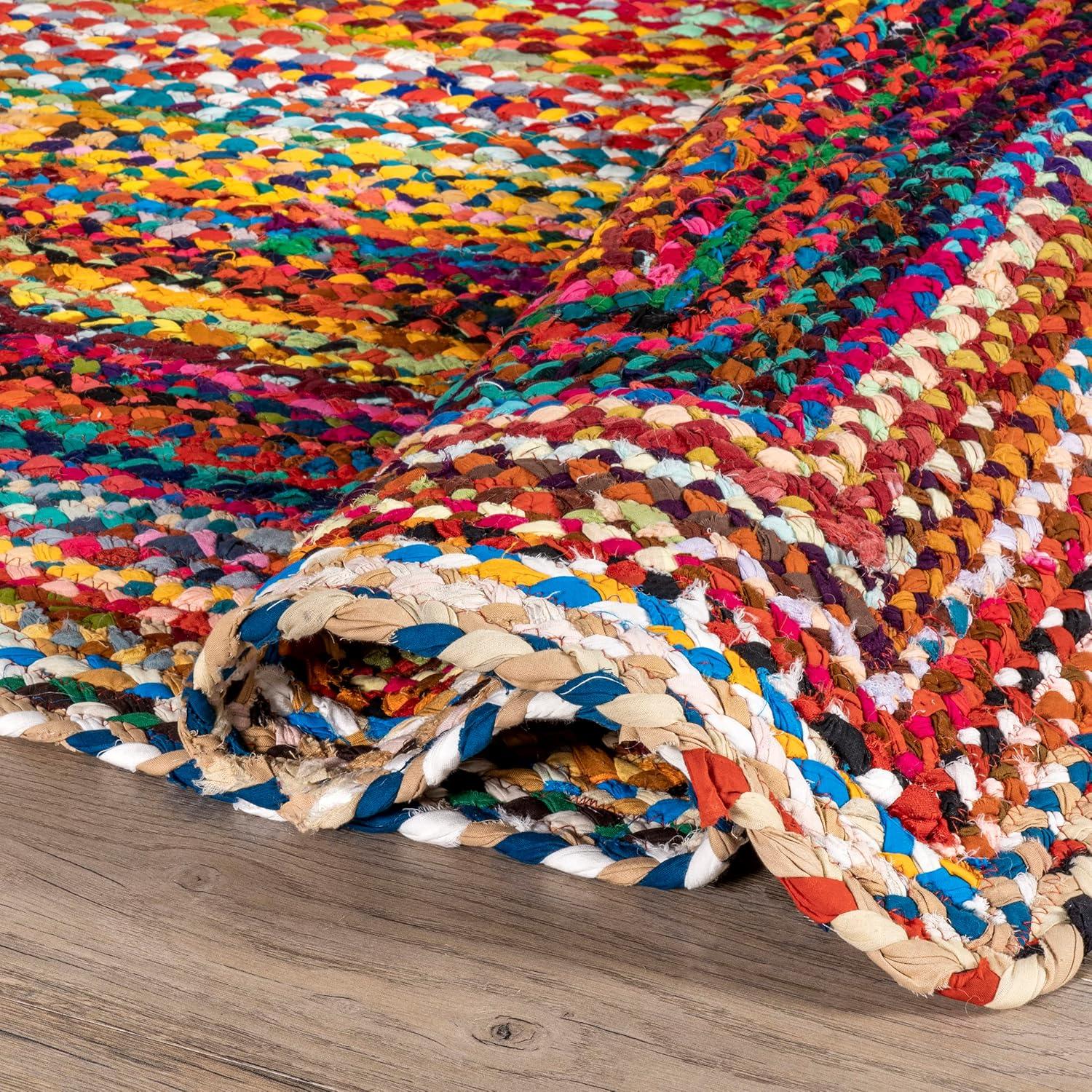 Handmade Multicolor Cotton Braided 26" Accent Rug