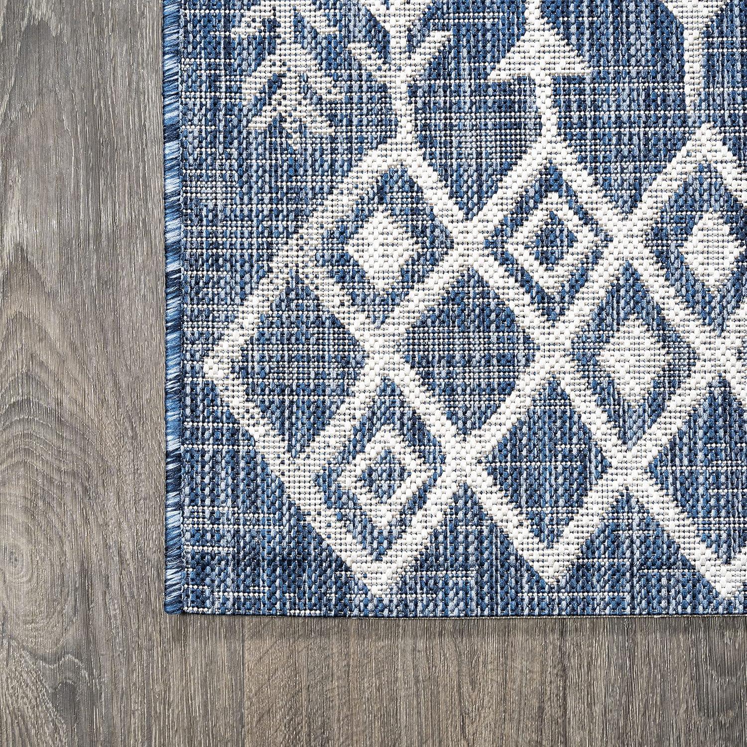 3'x5' Tokay Bohemian Geometric Indoor/Outdoor Area Rug, Blue/Ivory - JONATHAN Y
