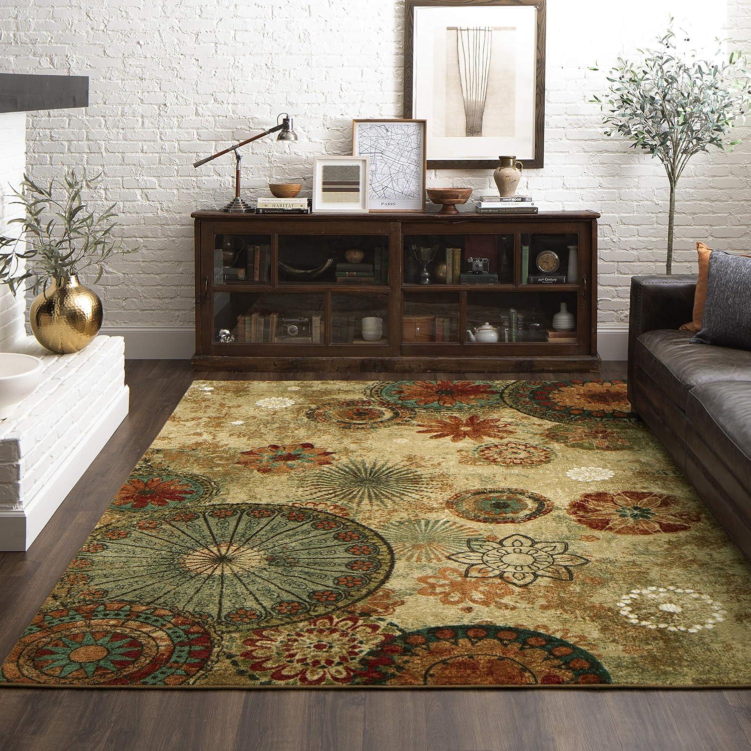 Mohawk Home Strata Caravan Medallion Multi Printed Area Rug, 7'6"x10', Tan & Orange