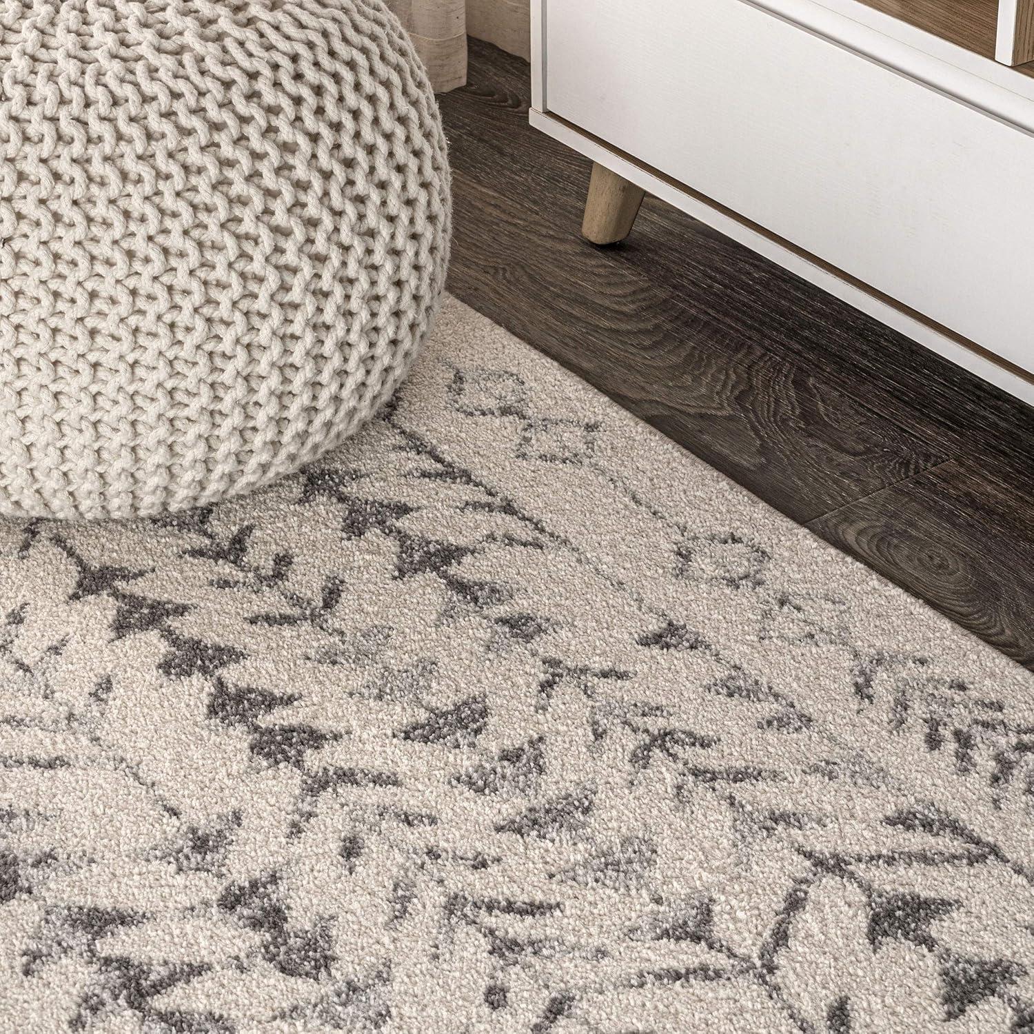 8'x10' Ziri Moroccan Geometric Area Rug, Cream/Gray - JONATHAN Y