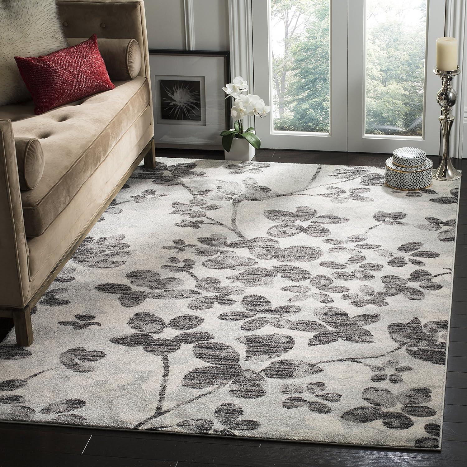 Evoke EVK236 Power Loomed Area Rug - Grey/Black - 5'3"x7'6" - Safavieh.