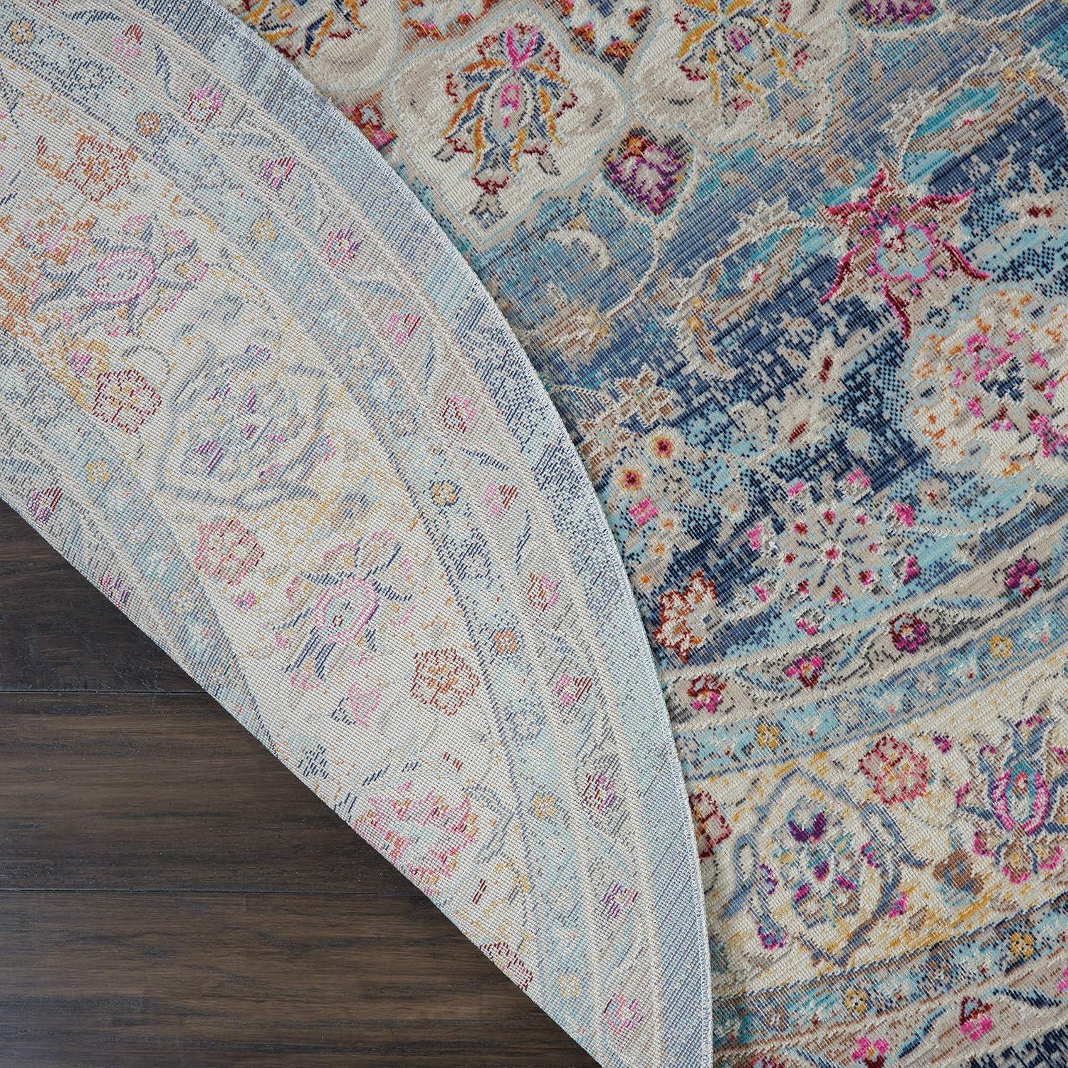 Nourison Vintage Kashan VKA01 Blue/Ivory/Orange Indoor Area Rug - 6' x ROUND