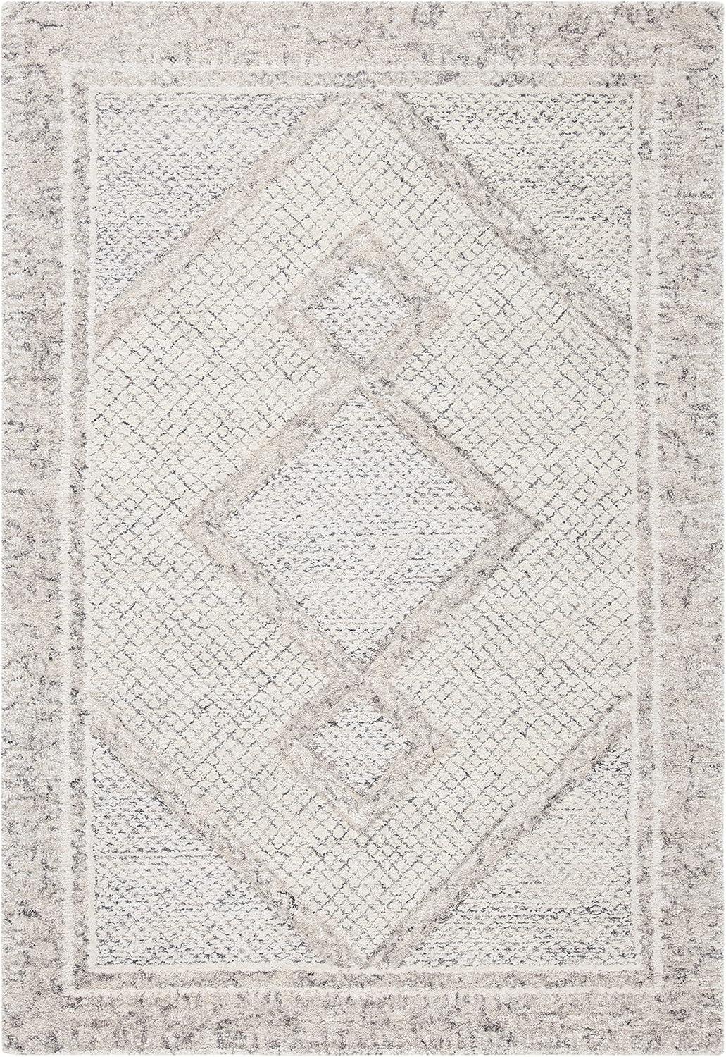 Ivory Abstract Hand-Tufted Wool Rectangular Rug 2' x 3'