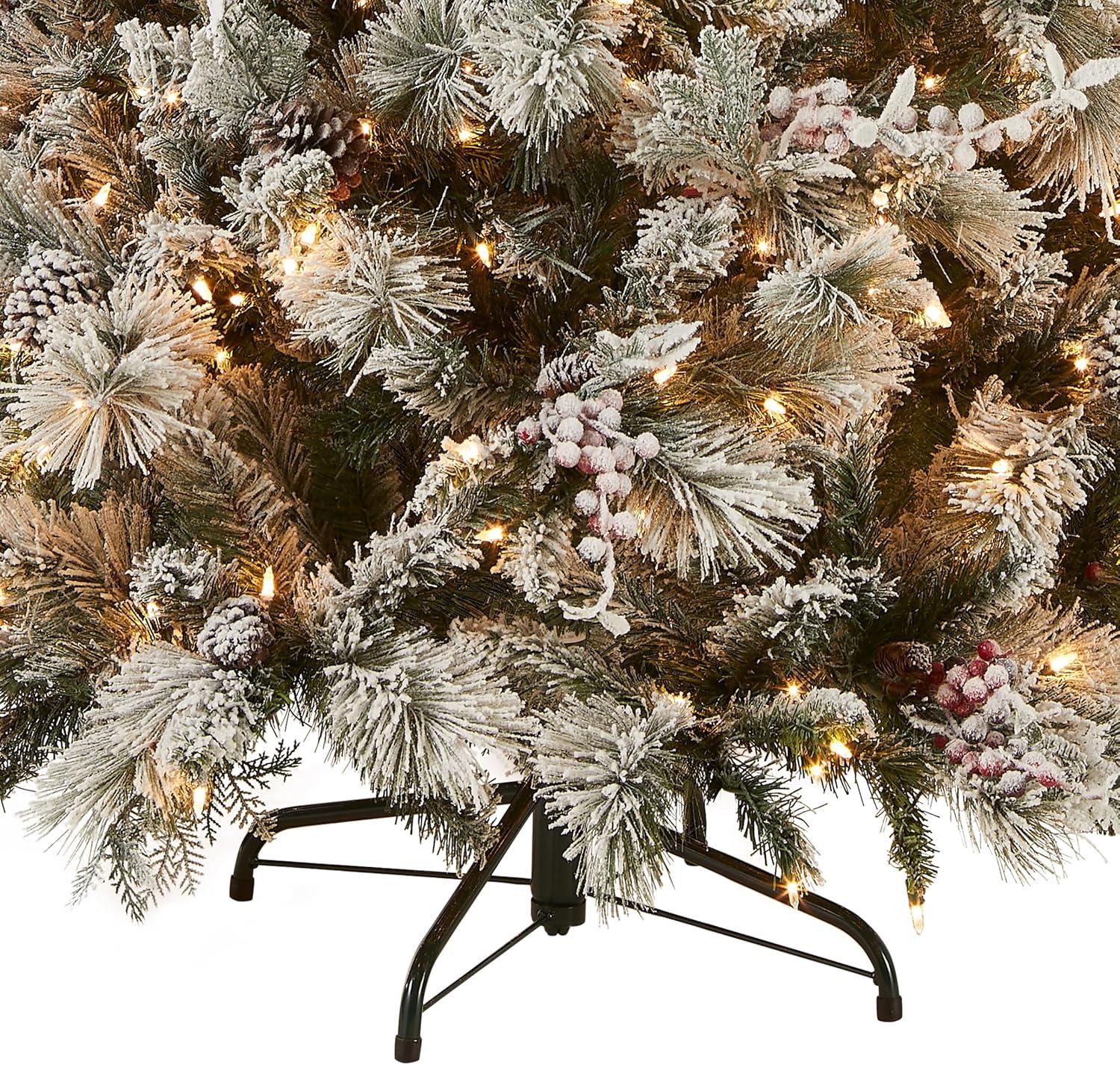 The Holiday Aisle® 7.5ft. Snowy Bedford Pine Tree with Clear Lights