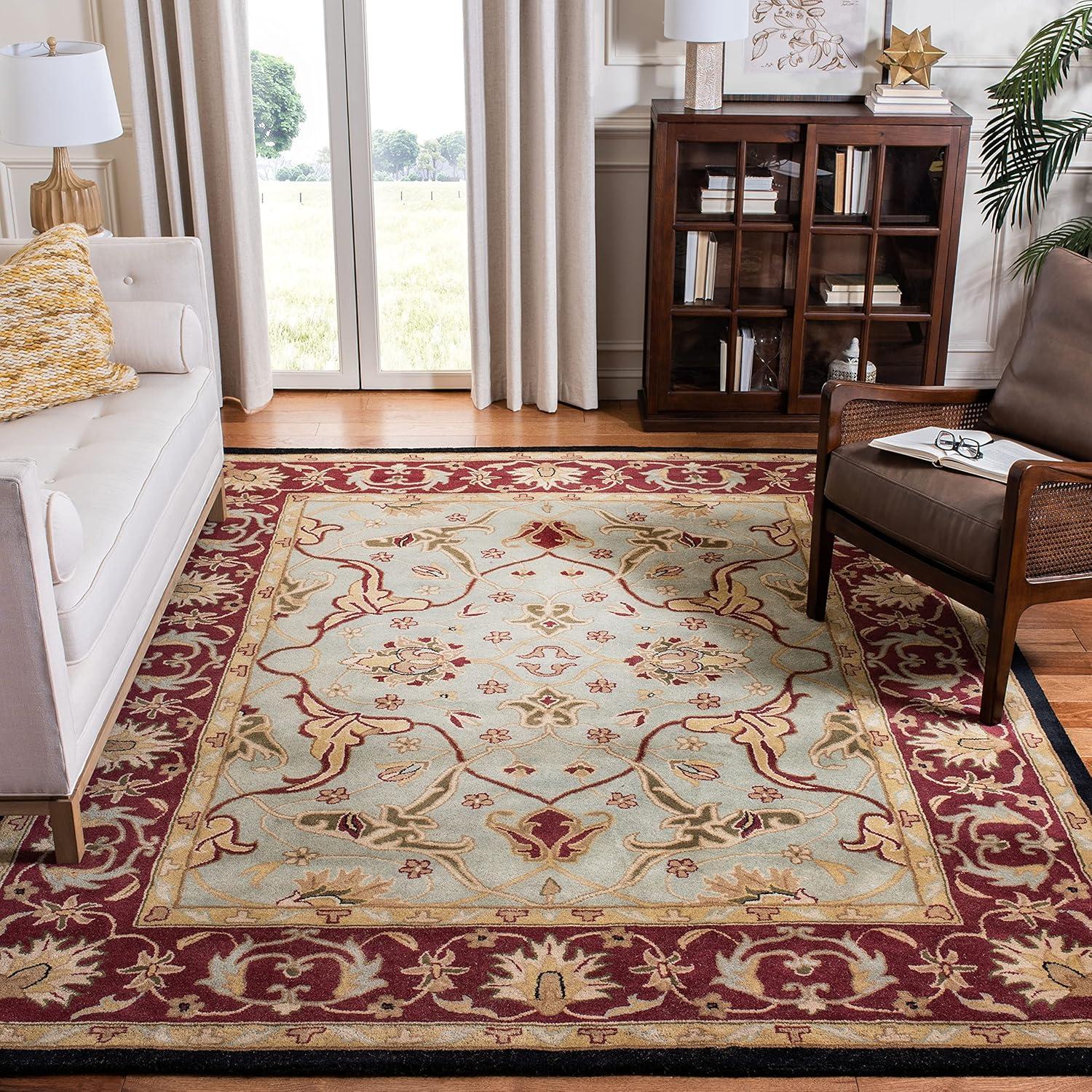 Heritage HG794 Hand Tufted Area Rug - Light Blue/Red - 6'x9' - Safavieh.