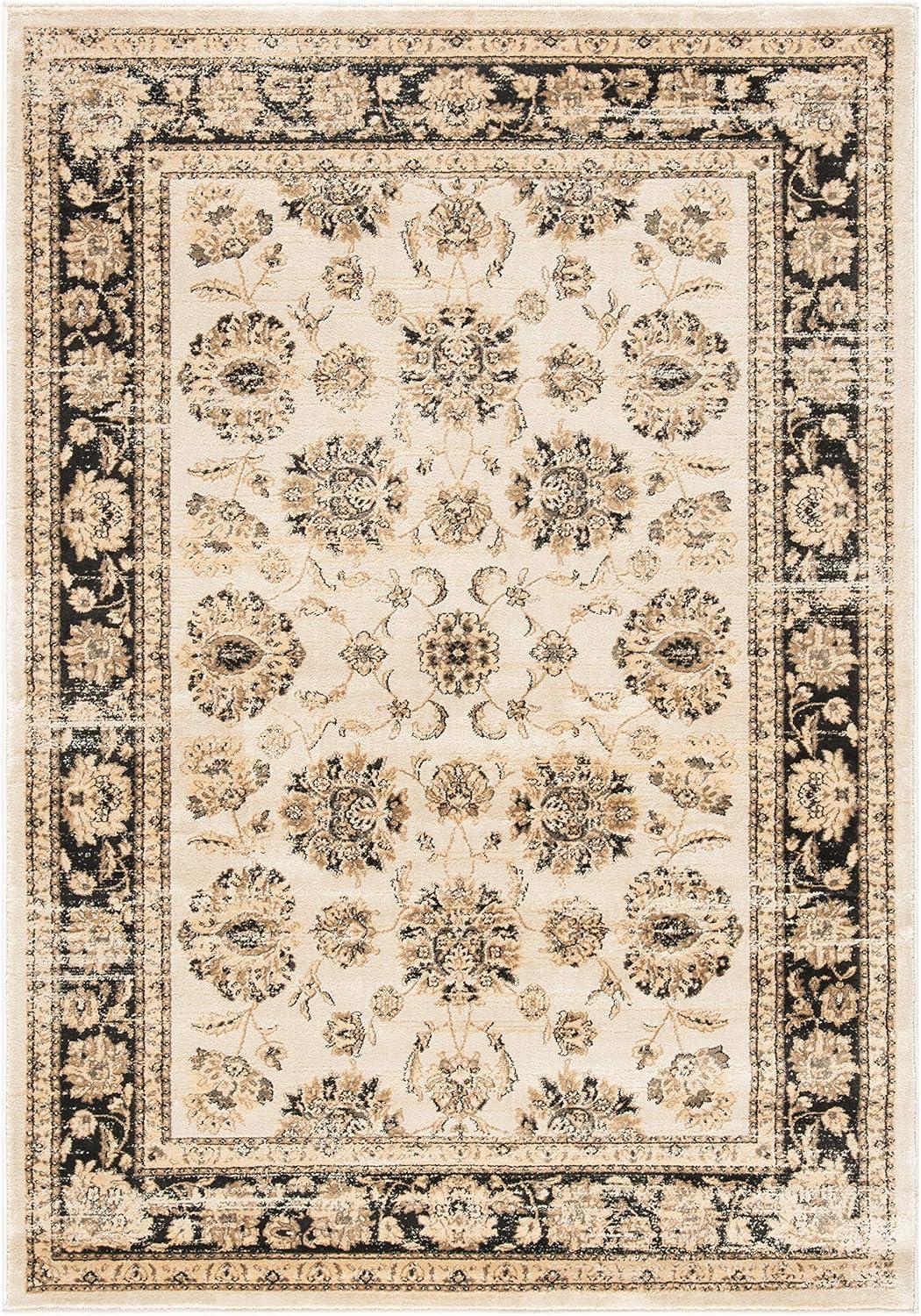 Ivory Viscose Traditional Vintage Rug 4' x 5'7"