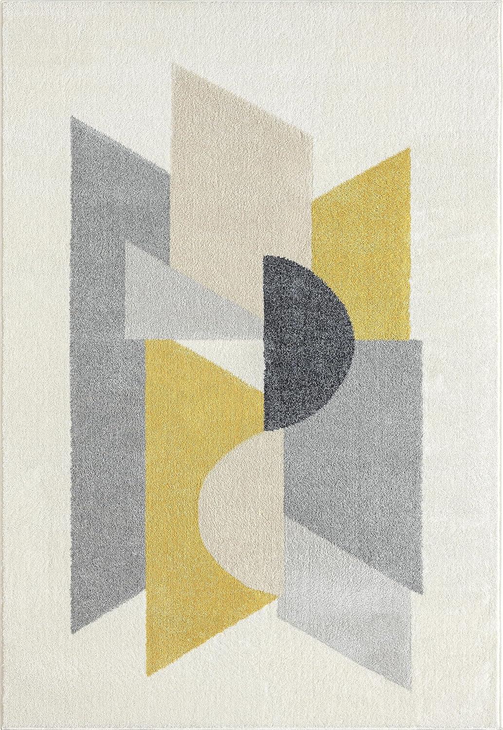 Abani Deco Collection Area Rug Mid Century Modern Bedroom Living Room Decor Floor Rug 6 x 9 Cream Grey