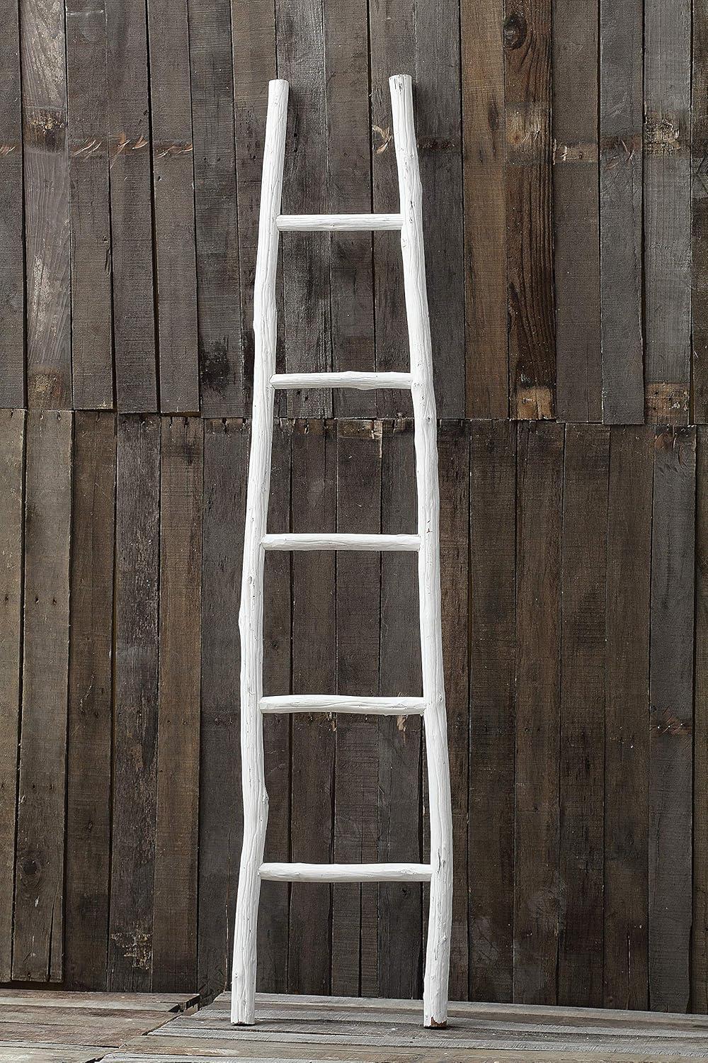 White Tanoak Wood Decorative Blanket Ladder