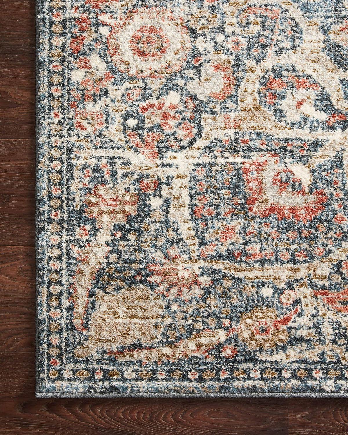 Saban Spice & Blue 45"x69" Synthetic Stain-Resistant Area Rug