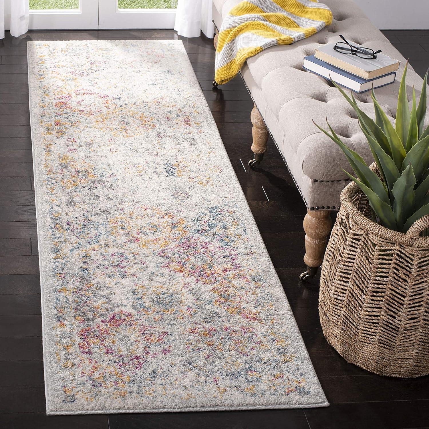 Madison Gray and Gold Distressed Synthetic Runner Rug