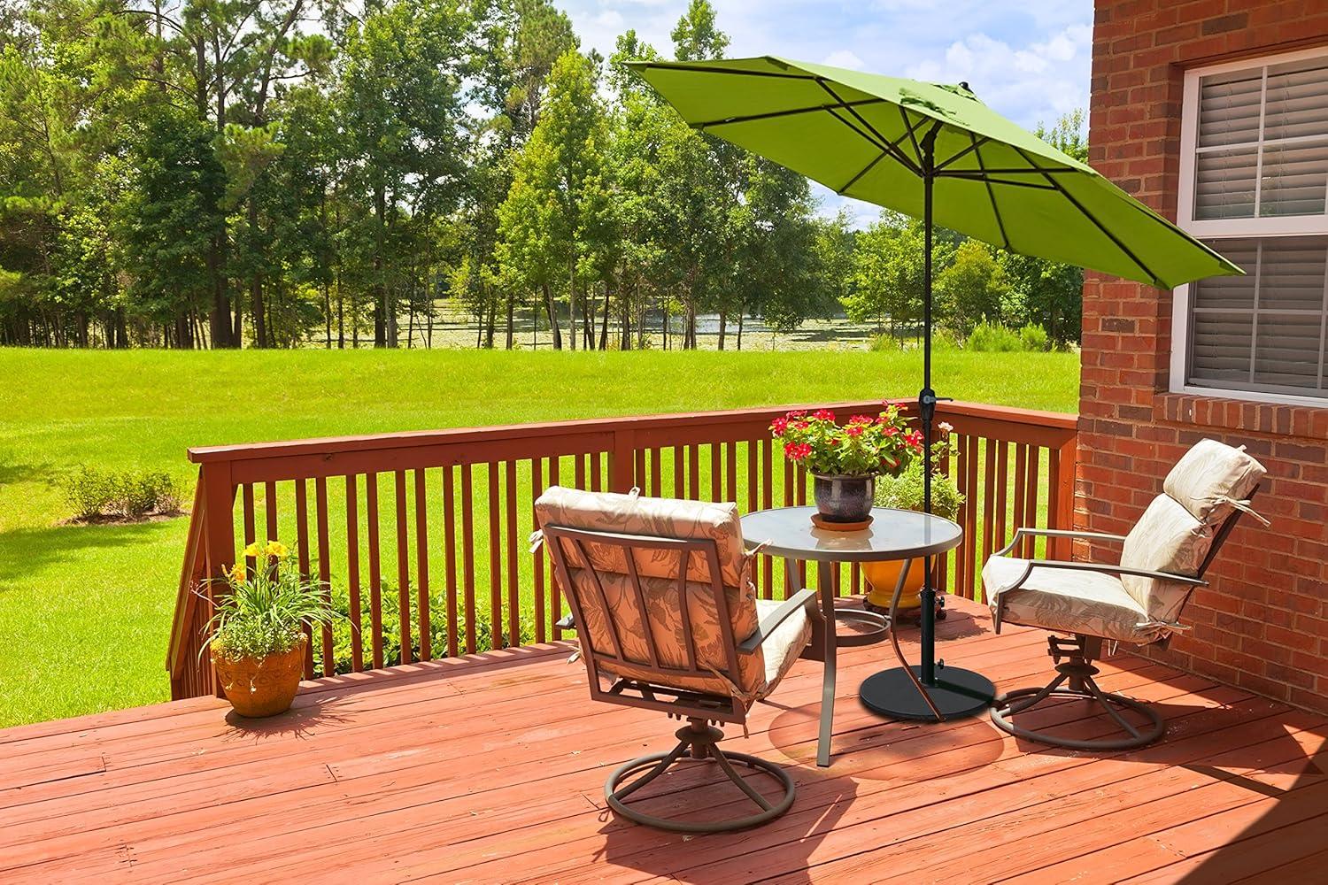 7.5 ft. Bronze Aluminum Market Auto-Tilt Crank Lift Patio Umbrella in Capri Pacifica