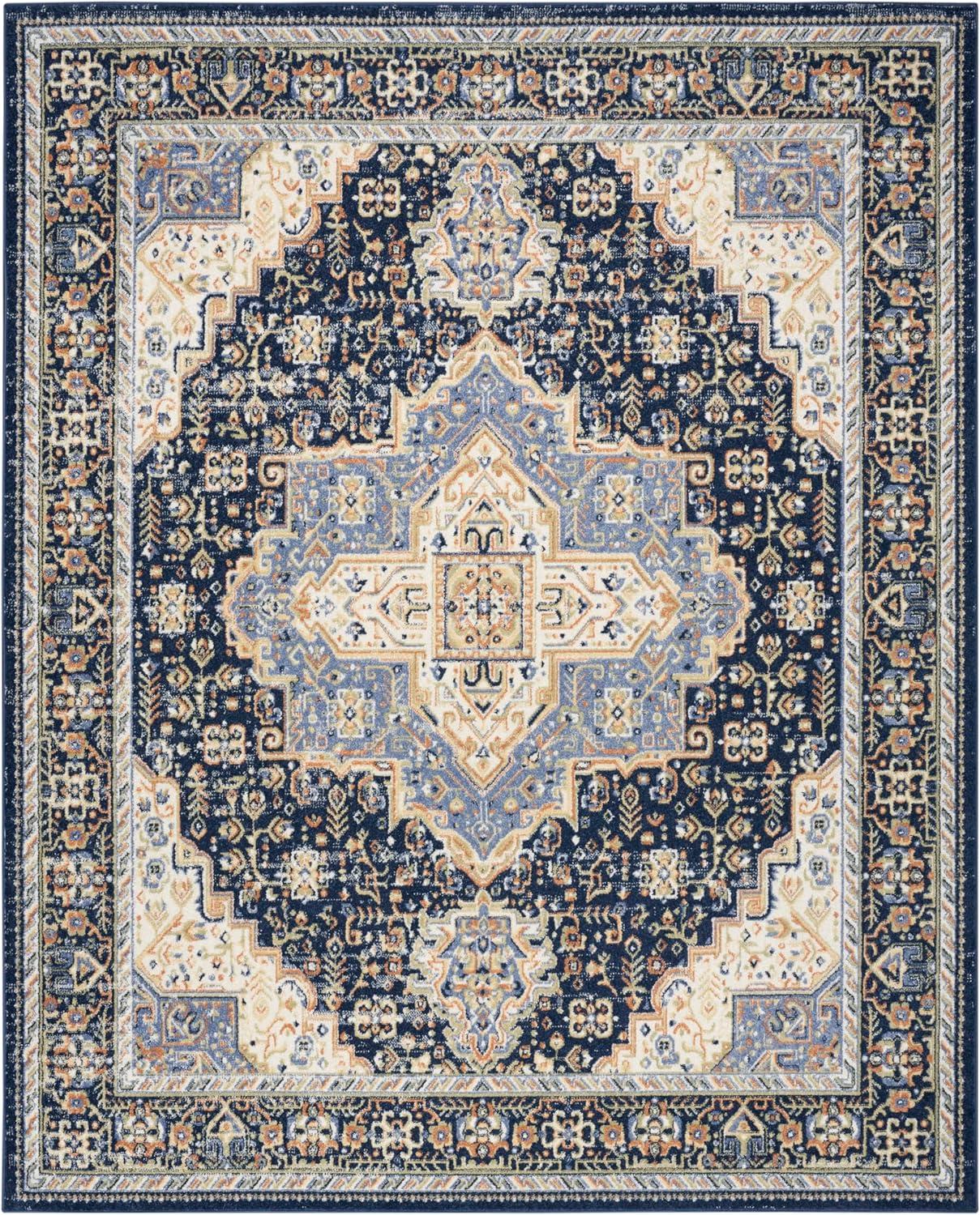Nourison Essentials Persian Vintage Indoor Outdoor Area Rug Navy 8' x 10'
