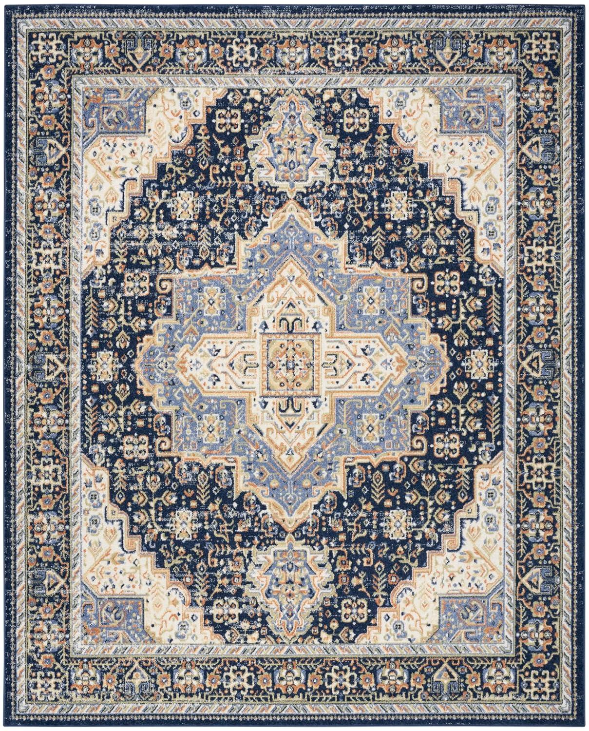 Nourison Essentials Persian Vintage Indoor Outdoor Area Rug Navy 8' x 10'