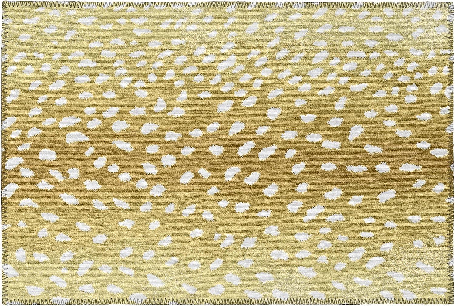 Gilded Gold 30"x20" Ultra-Soft Chenille Flat Woven Rug