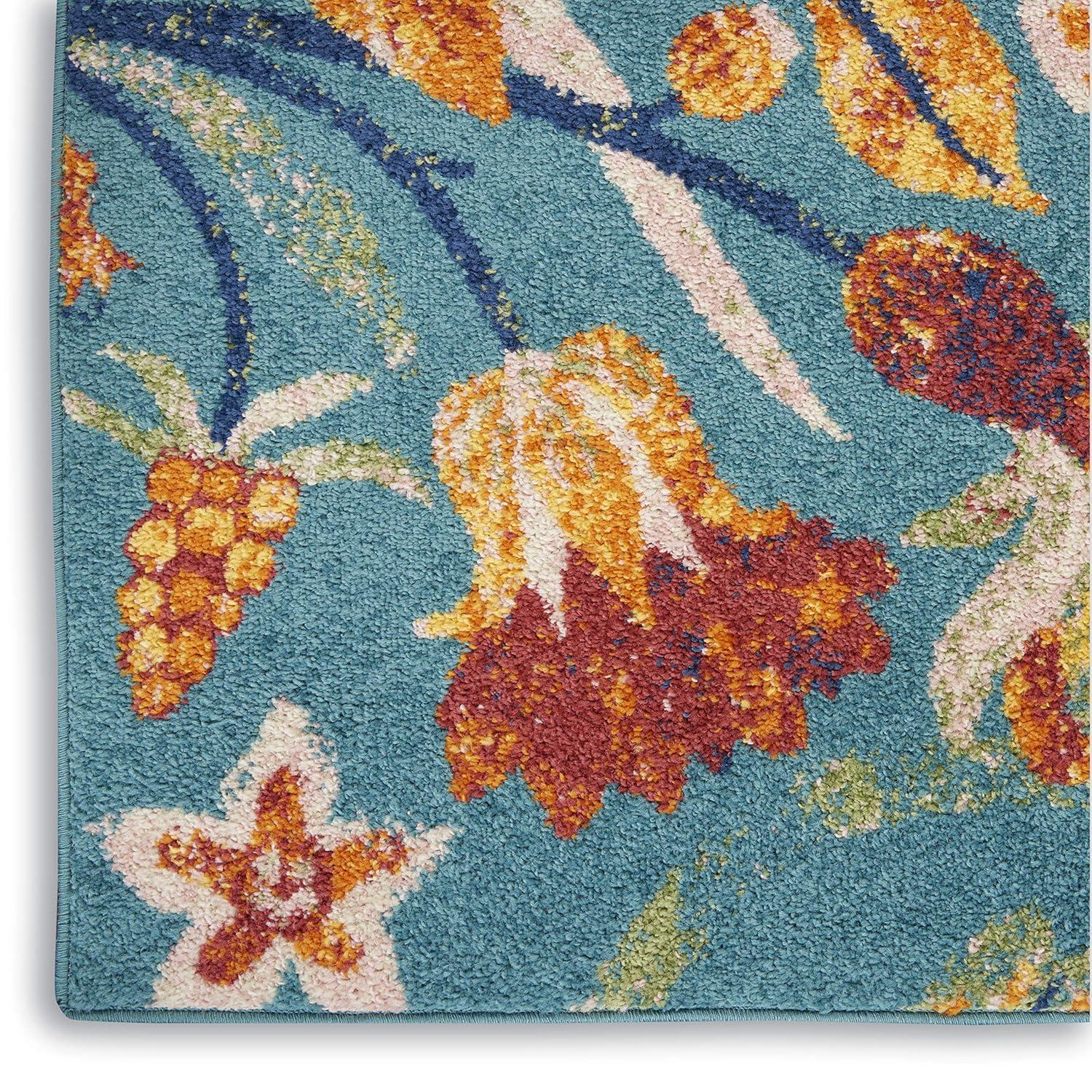 Nourison Allur Botanical Indoor Area Rug Turquoise Multicolor 5'3" x 7'3"