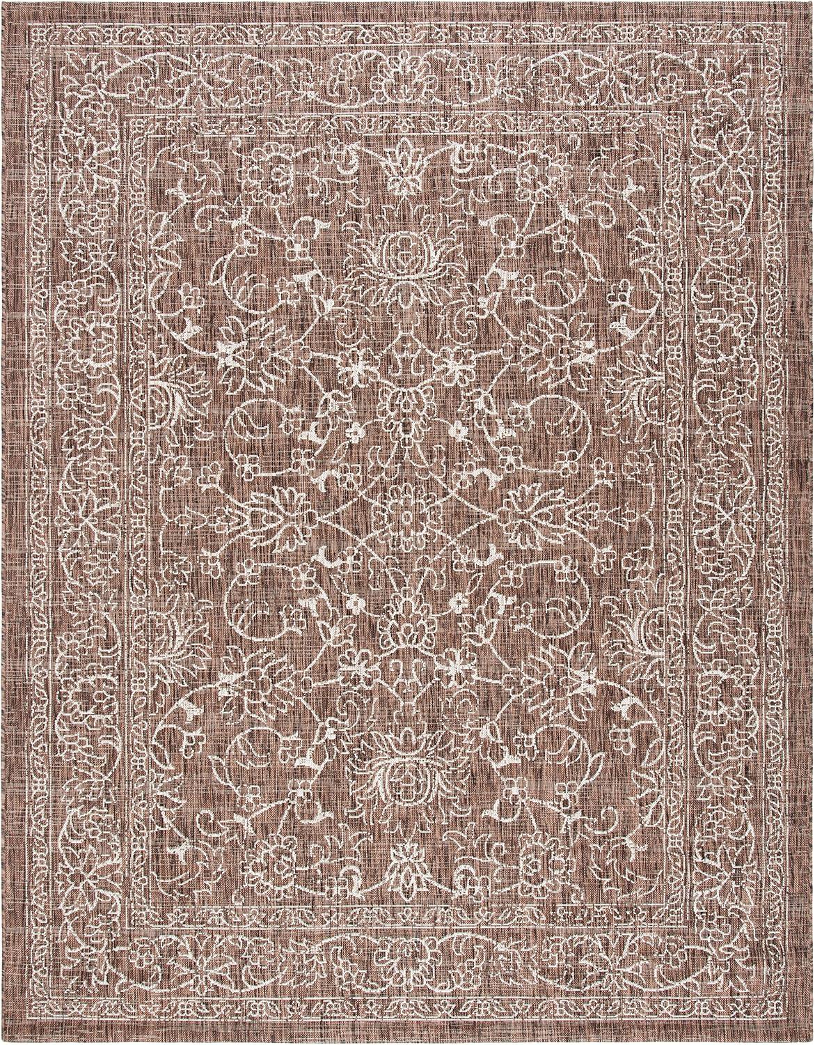 Courtyard CY8680 Power Loomed Indoor and Outdoor Area Rug - Brown/Ivory - 9'x12' - Safavieh