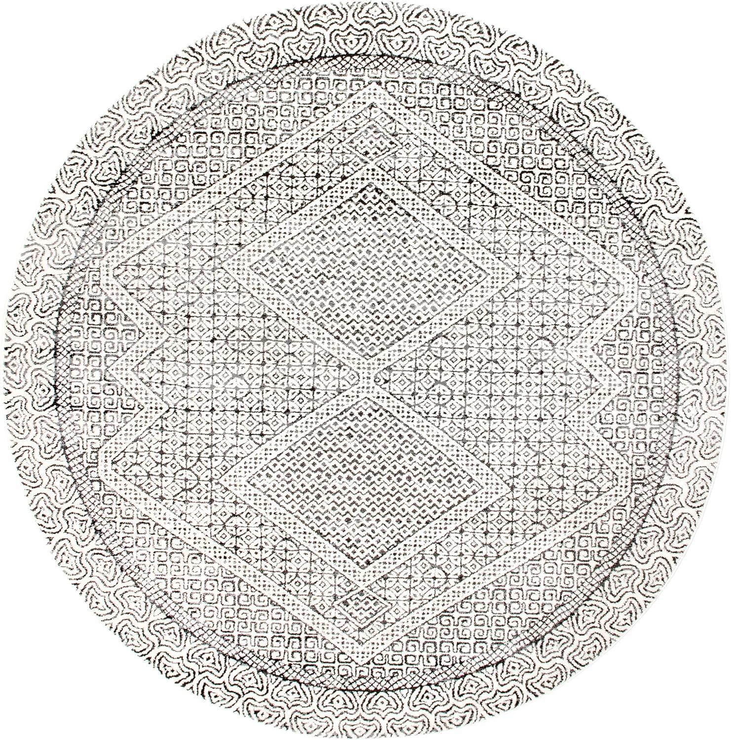 Nuloom Exie Medallion 6 Round Indoor Area Rug for Living Room Bedroom Dining Room Kitchen, Grey/Ivory