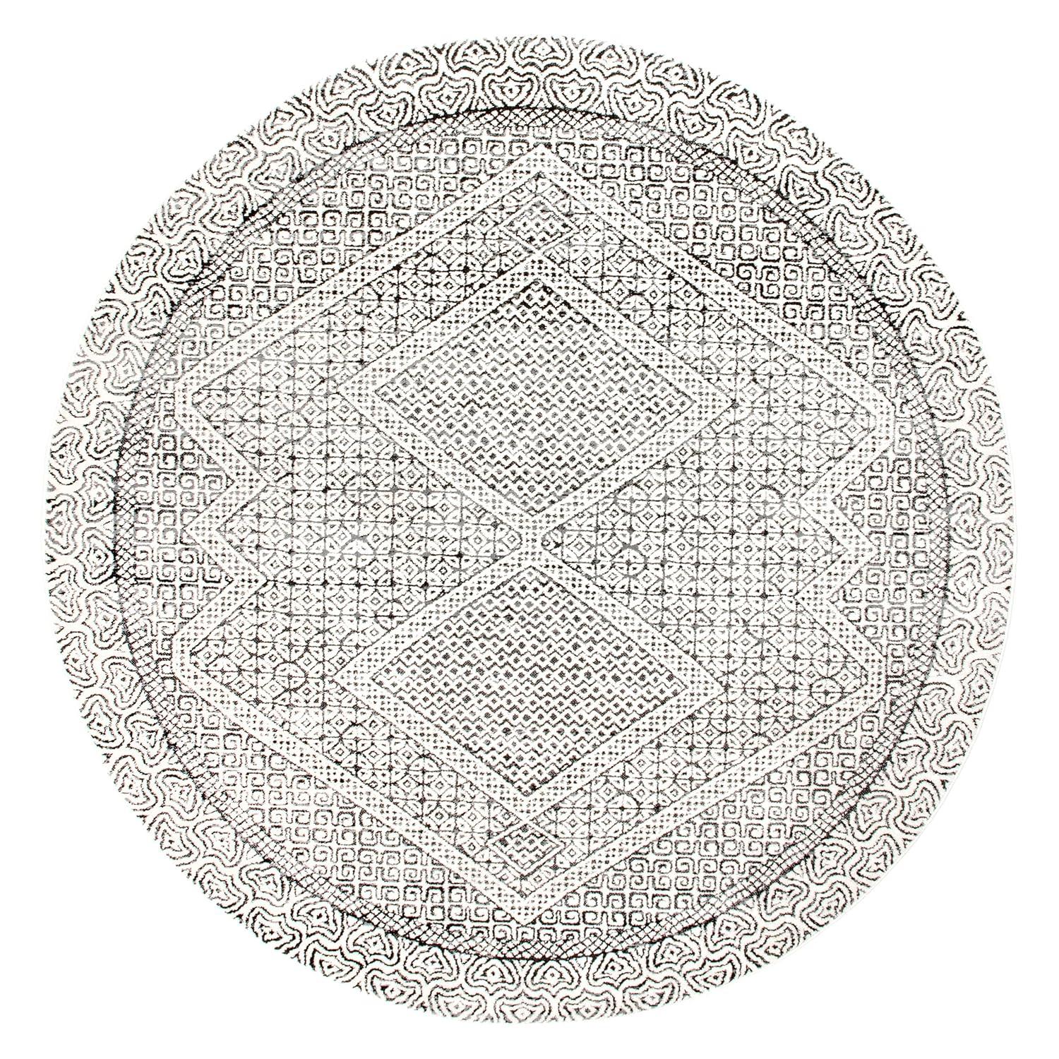 Nuloom Exie Medallion 6 Round Indoor Area Rug for Living Room Bedroom Dining Room Kitchen, Grey/Ivory