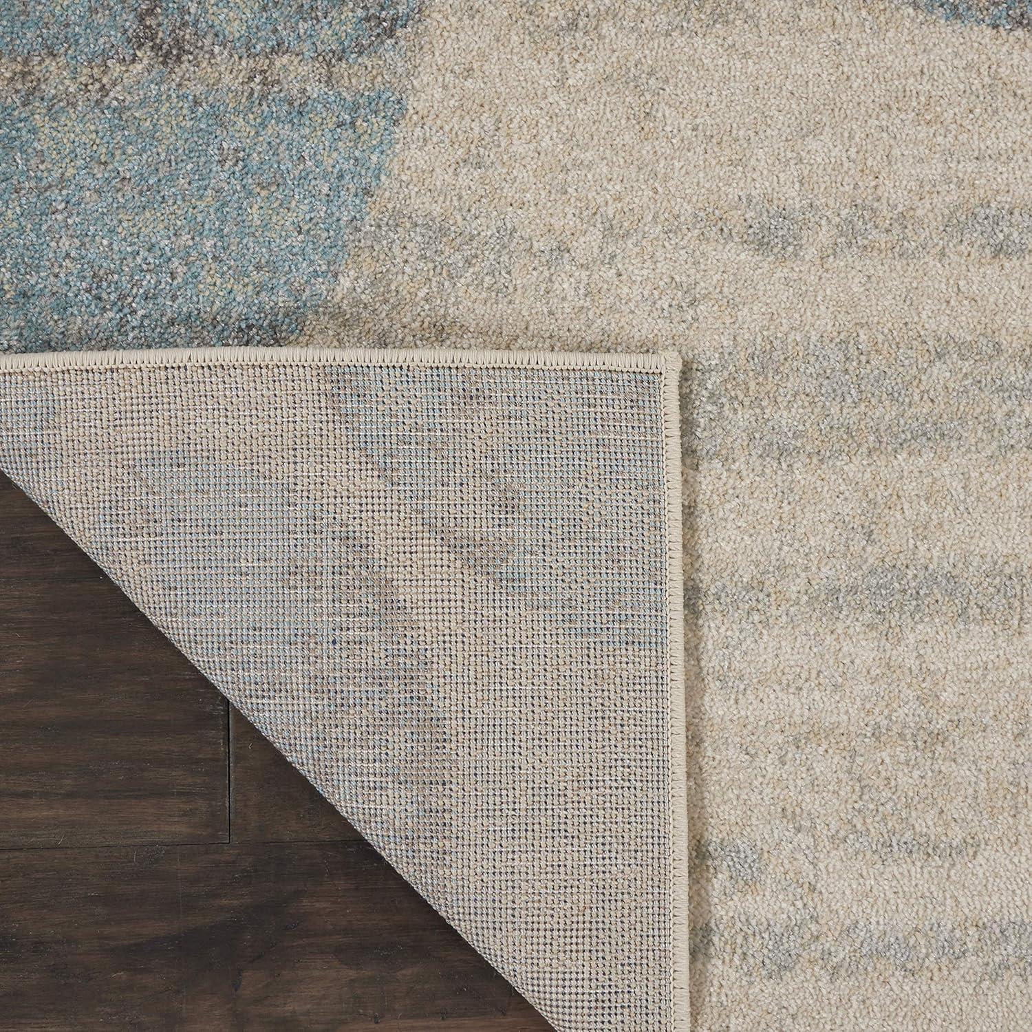 Serene Botanical Ivory & Light Blue 8'10" x 11'10" Viscose Area Rug